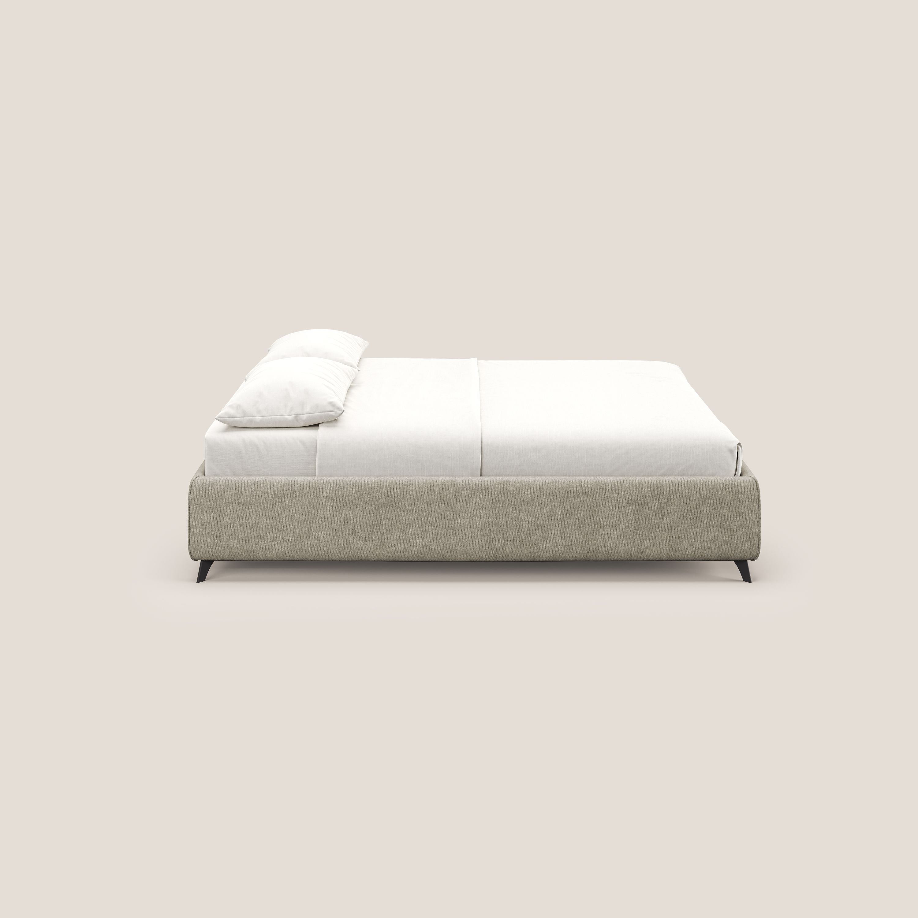 Sara sommier con giroletto contenitore in tessuto impermeabile T02 panna - divani.store