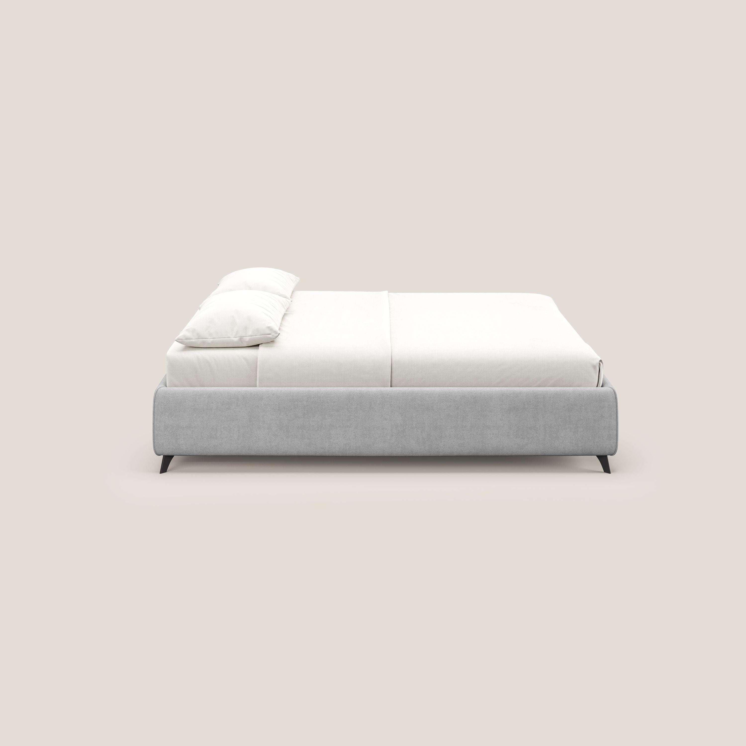 Sara sommier con giroletto contenitore in tessuto impermeabile T02 grigio chiaro - divani.store