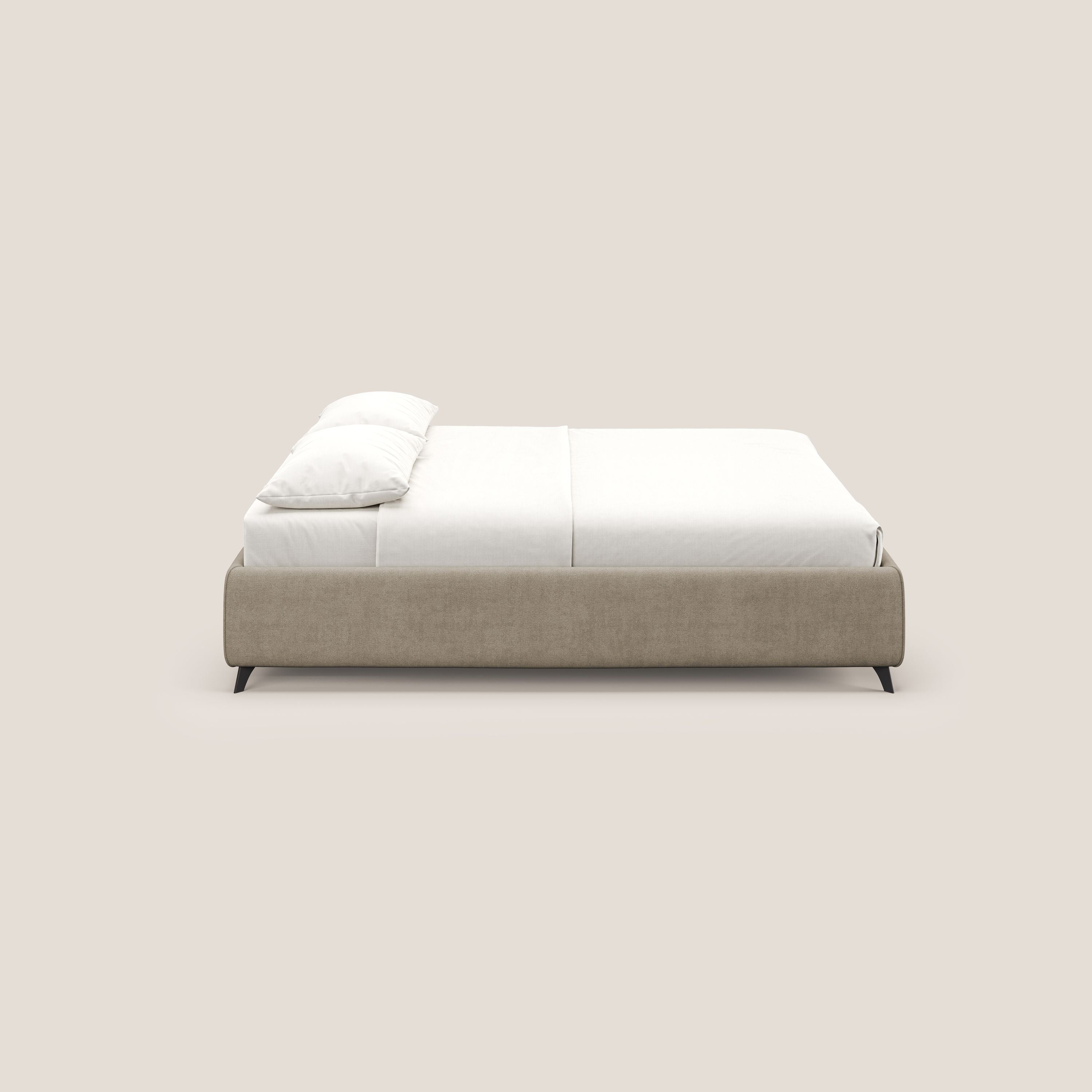 Sara sommier con giroletto contenitore in tessuto impermeabile T02 beige - divani.store