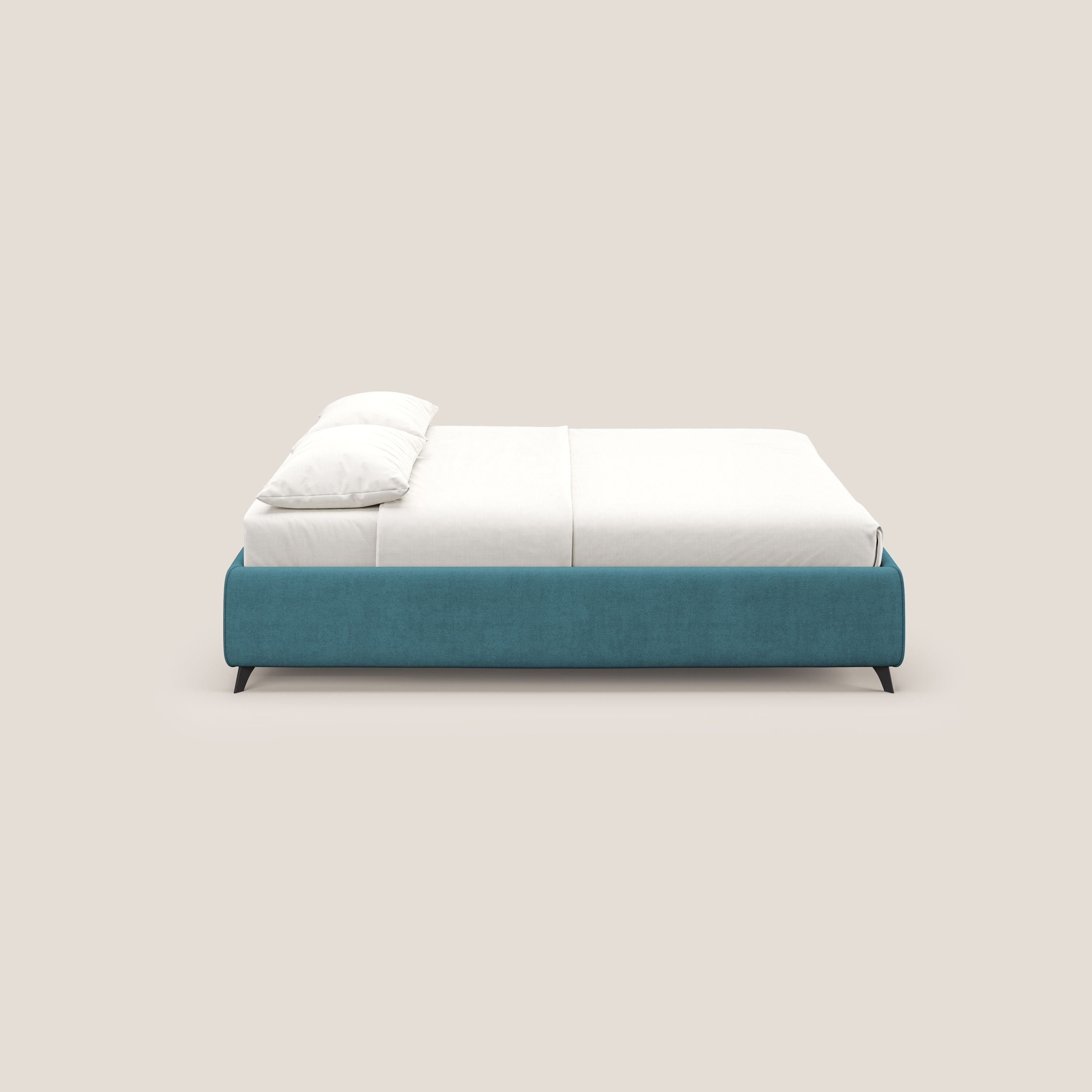 Sara sommier con giroletto contenitore in tessuto impermeabile T02 azzurro - divani.store