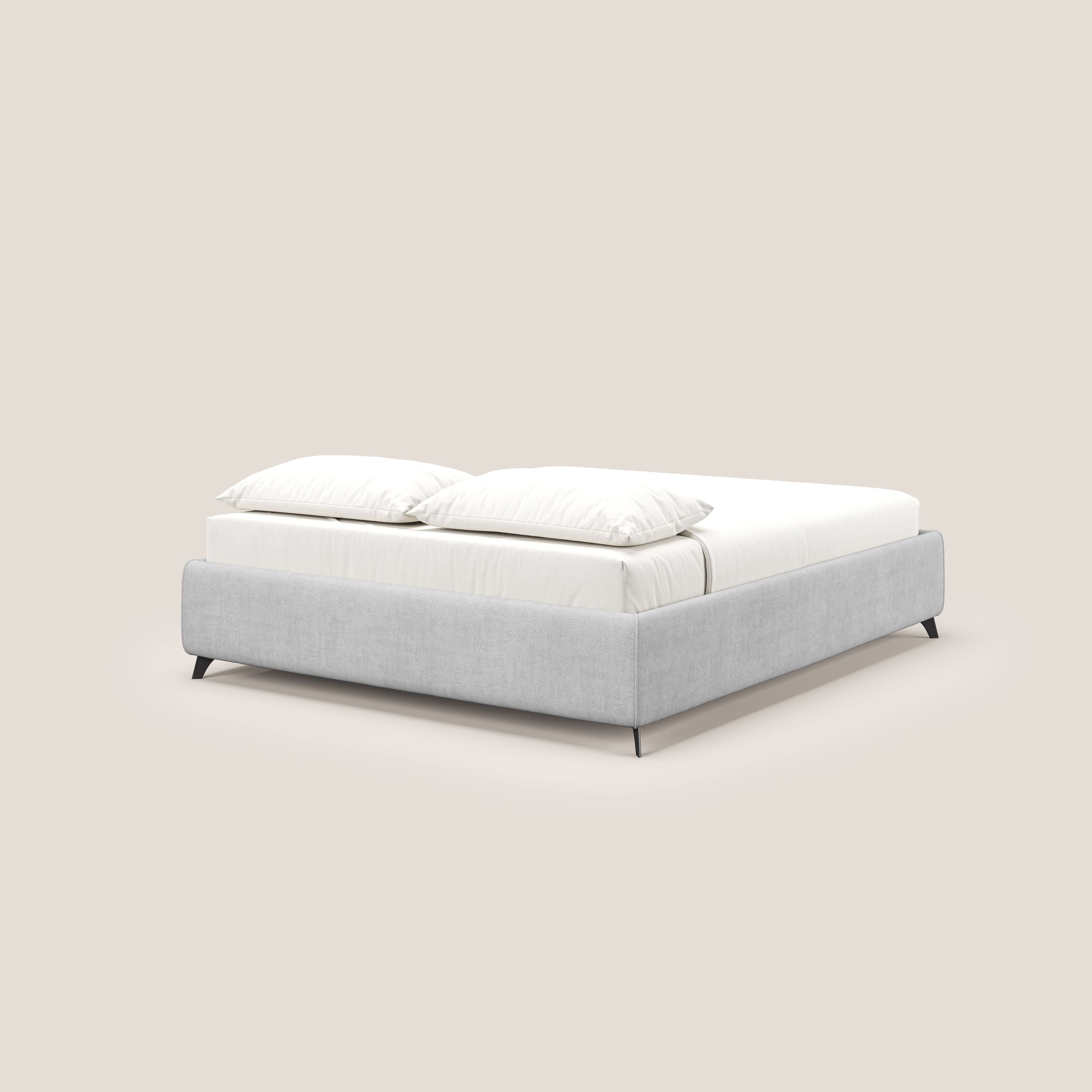 Sara sommier con giroletto contenitore in tessuto impermeabile T02 grigio chiaro - divani.store