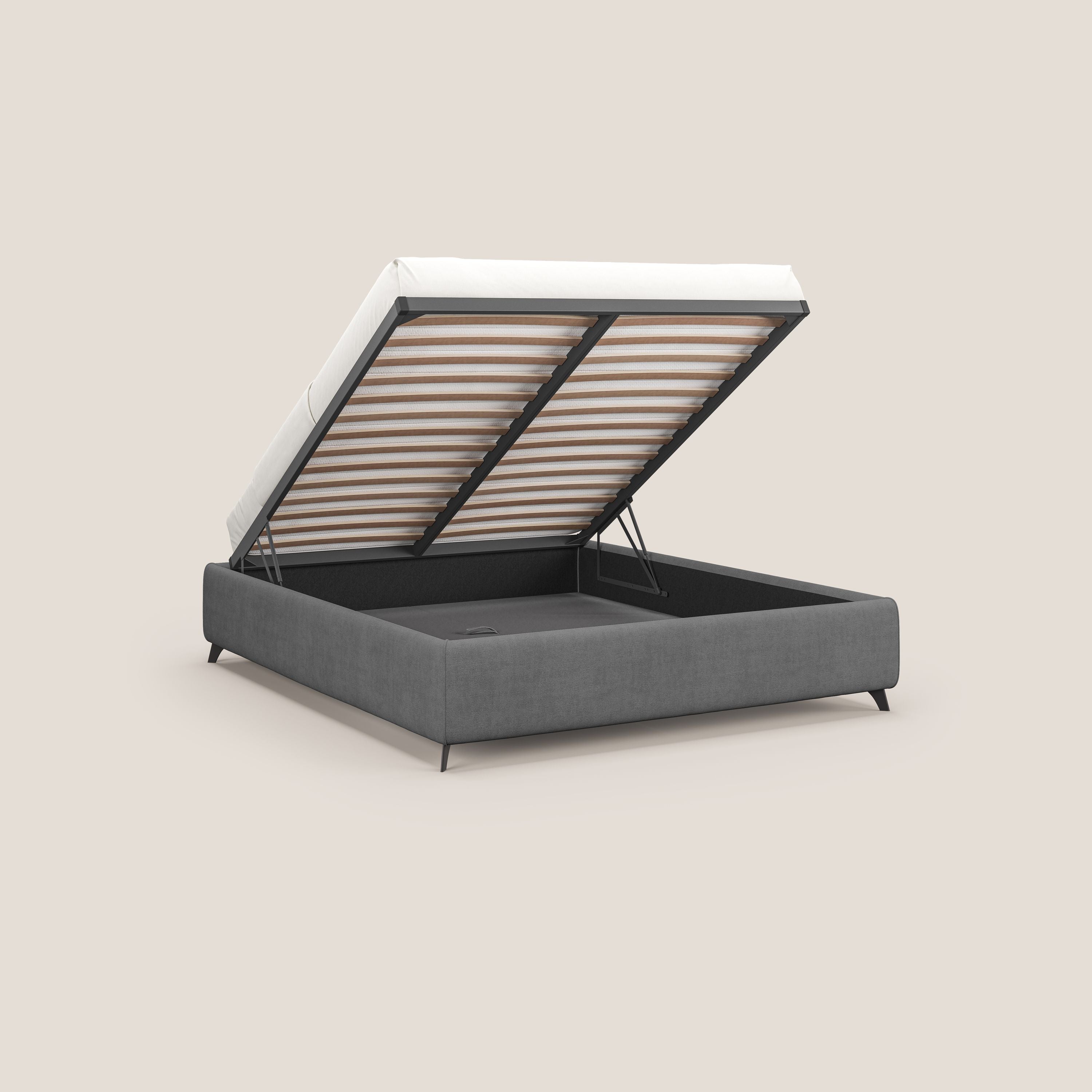 Sara sommier con giroletto contenitore in tessuto impermeabile T02 grigio - divani.store