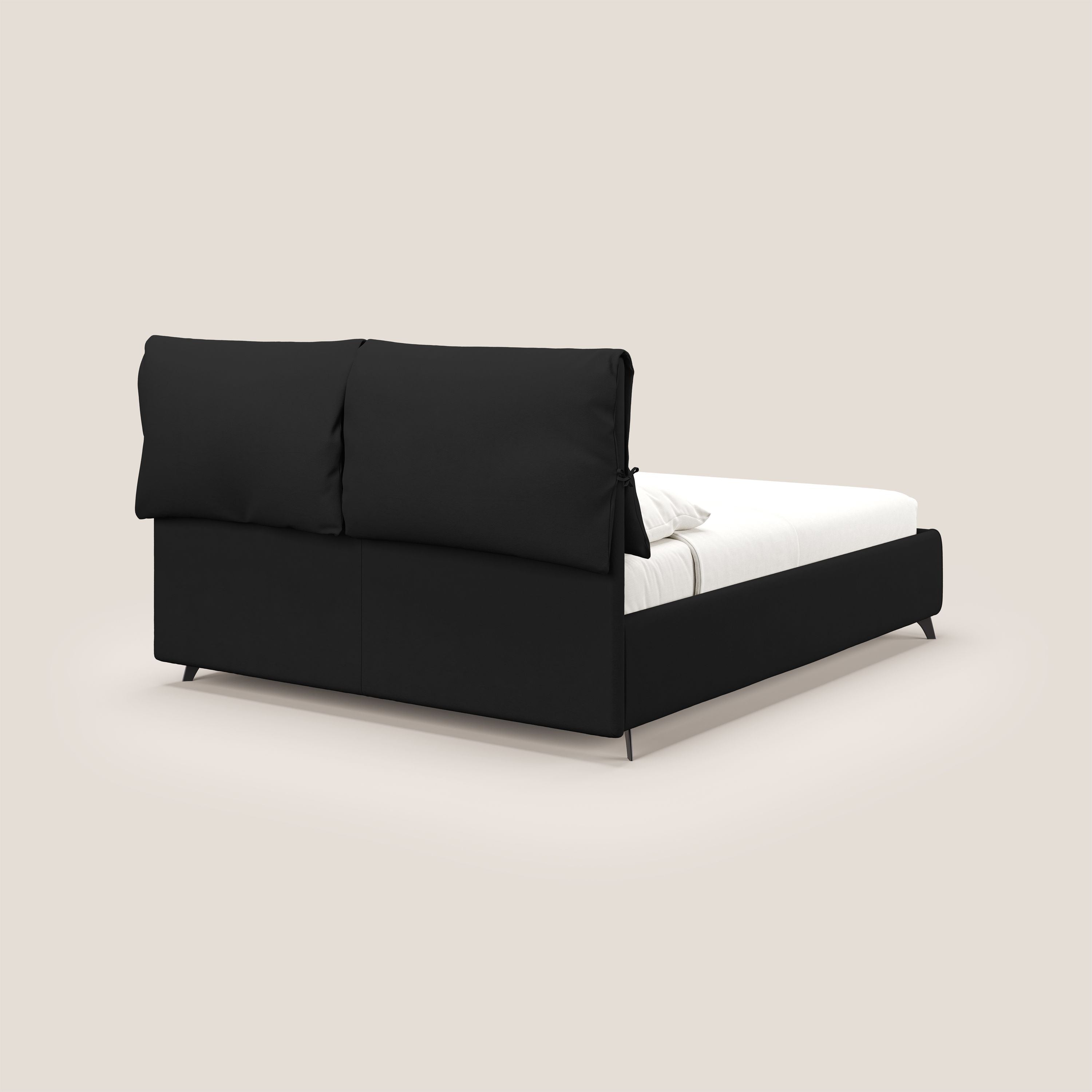 Susan letto imbottito contenitore completamente sfoderabile in microfibra smacchiabile T11 nero - divani.store