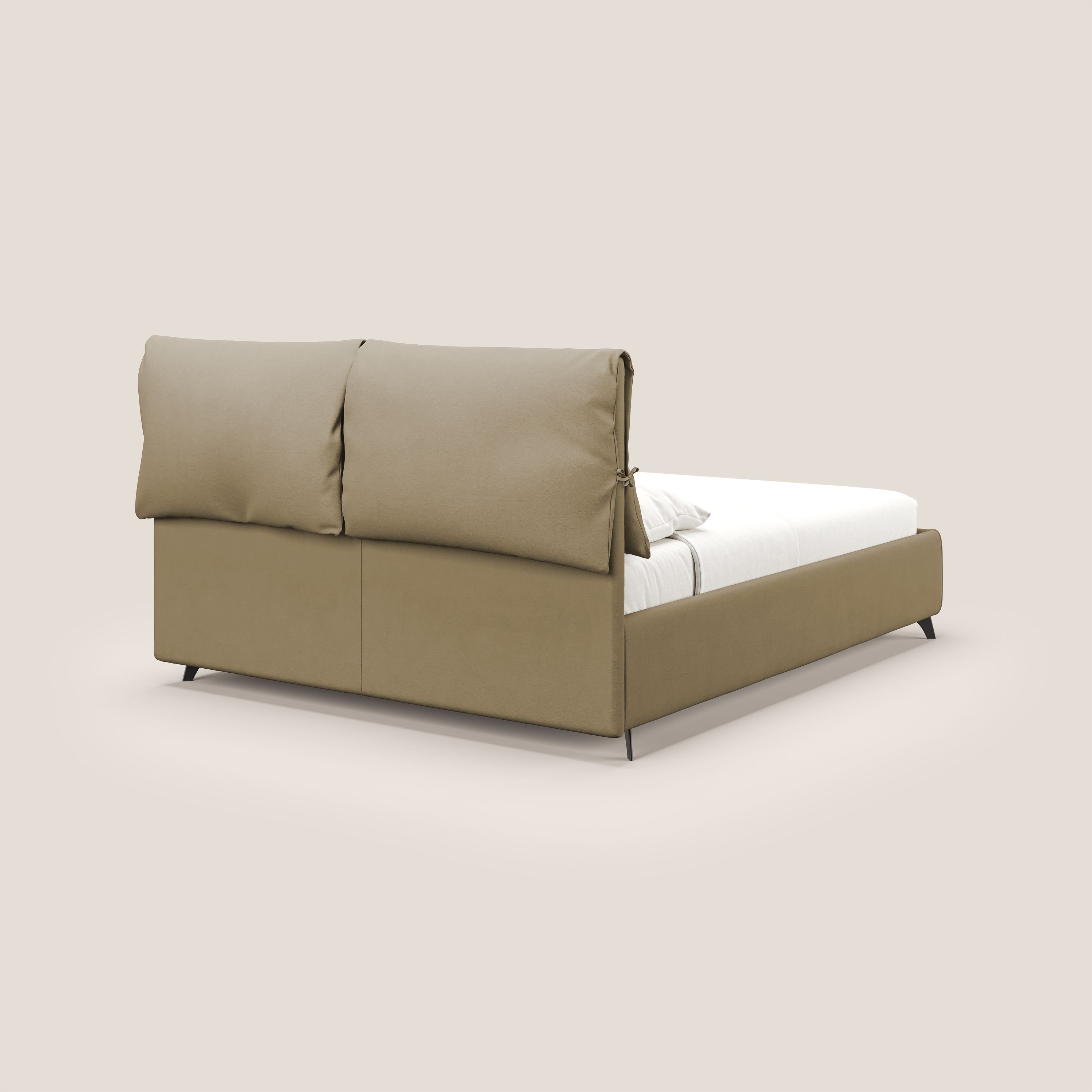 Susan letto imbottito contenitore completamente sfoderabile in microfibra smacchiabile T11 beige - divani.store