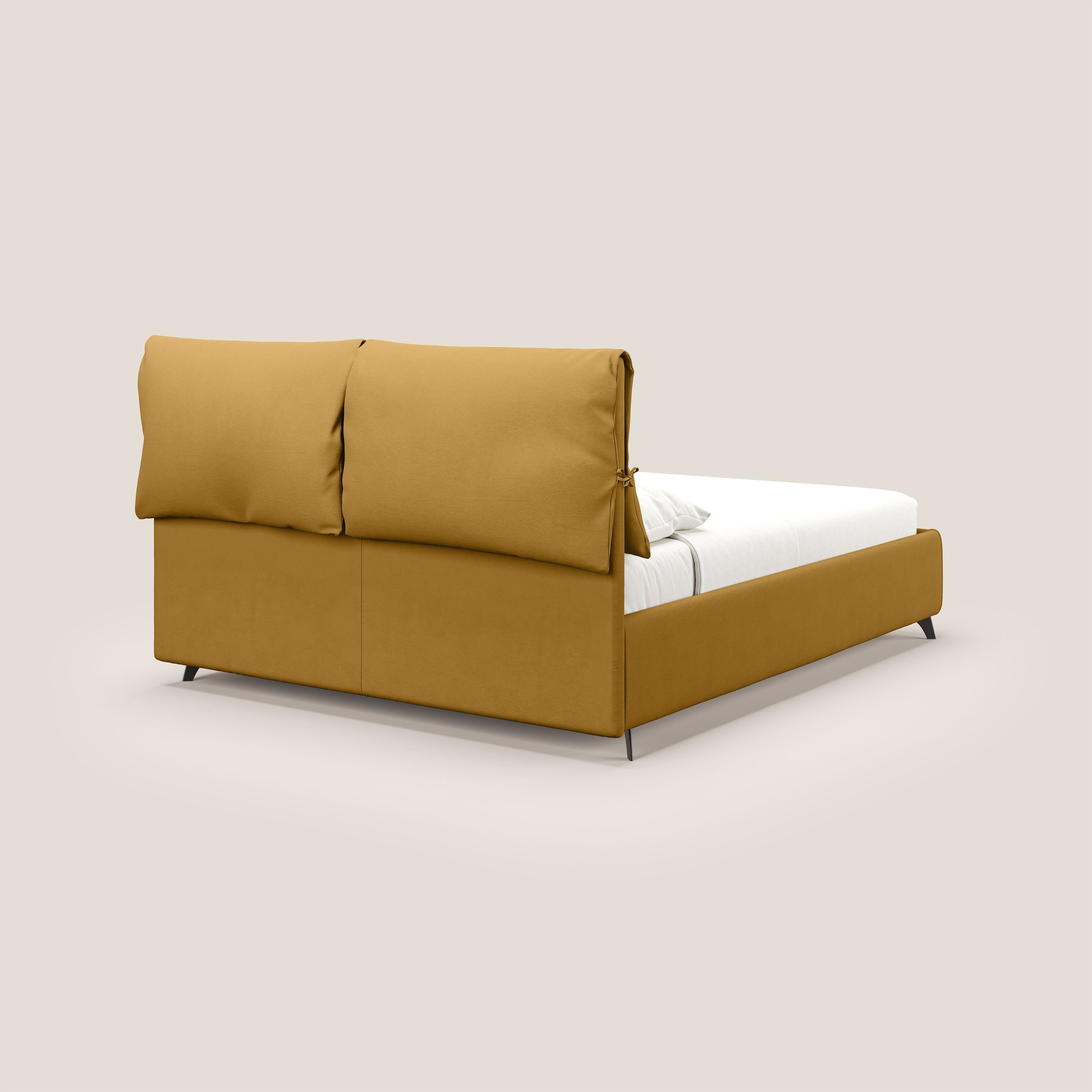 Susan letto imbottito contenitore completamente sfoderabile in microfibra smacchiabile T11 giallo - divani.store