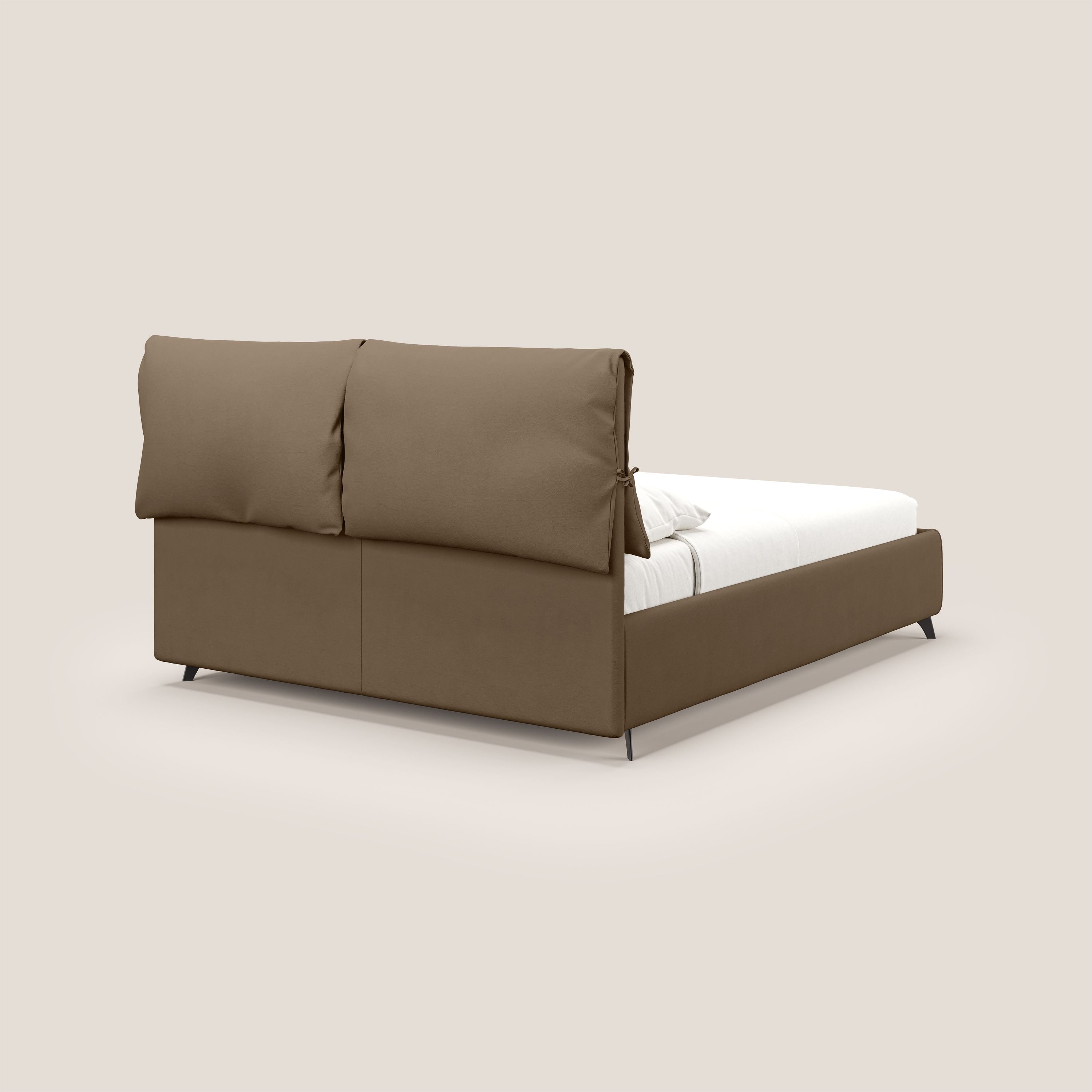 Susan letto imbottito contenitore completamente sfoderabile in microfibra smacchiabile T11 marrone - divani.store