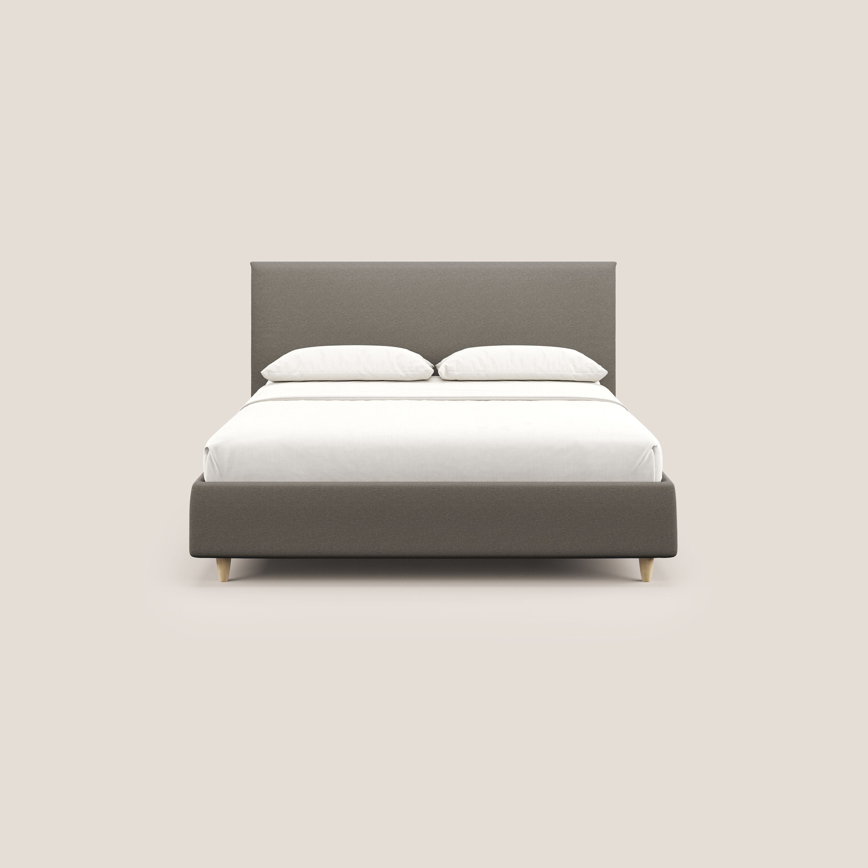 Teresa letto contenitore e sfoderabile in tessuto misto cotone impermeabile T13 tortora - divani.store