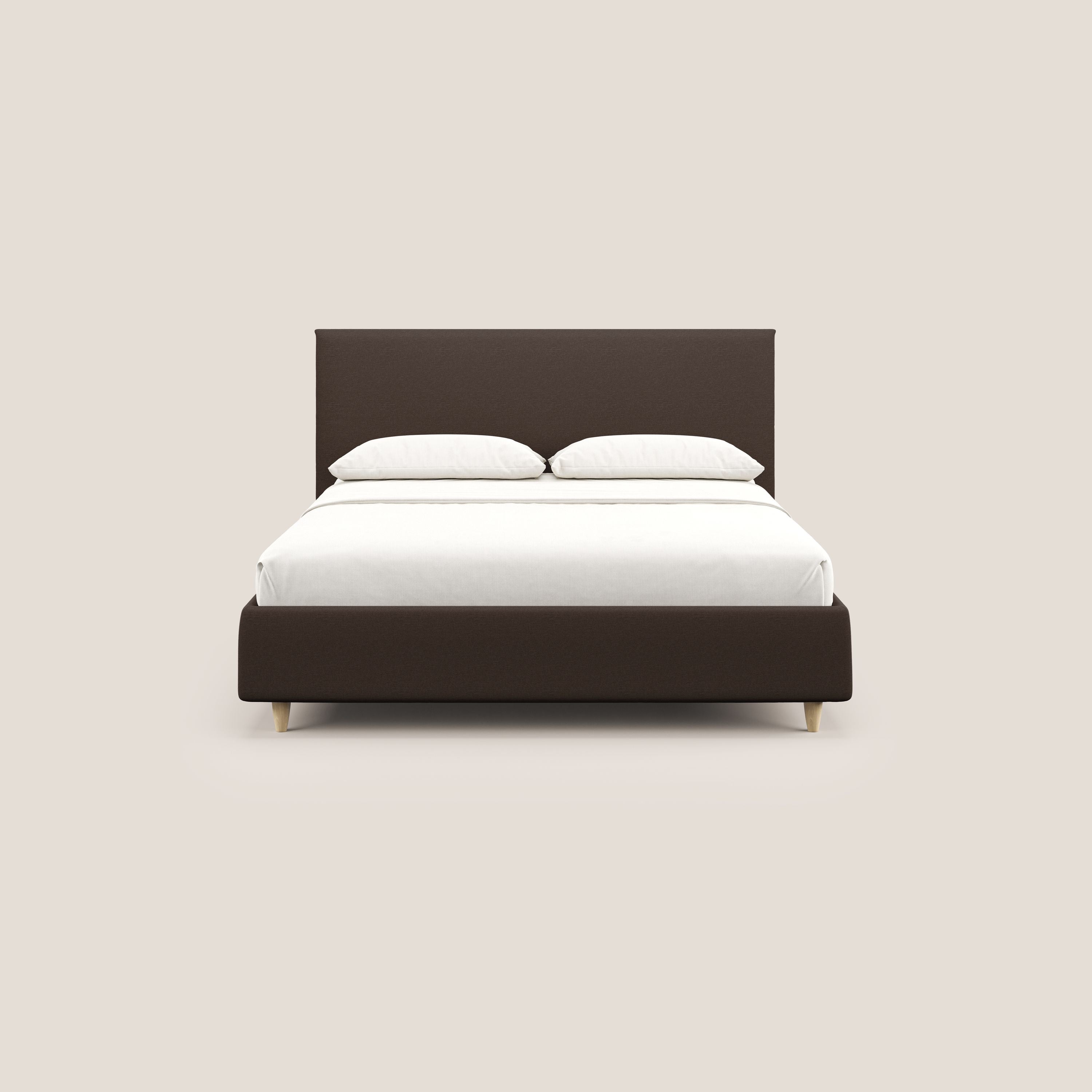 Teresa letto contenitore e sfoderabile in tessuto misto cotone impermeabile T13 marrone - divani.store
