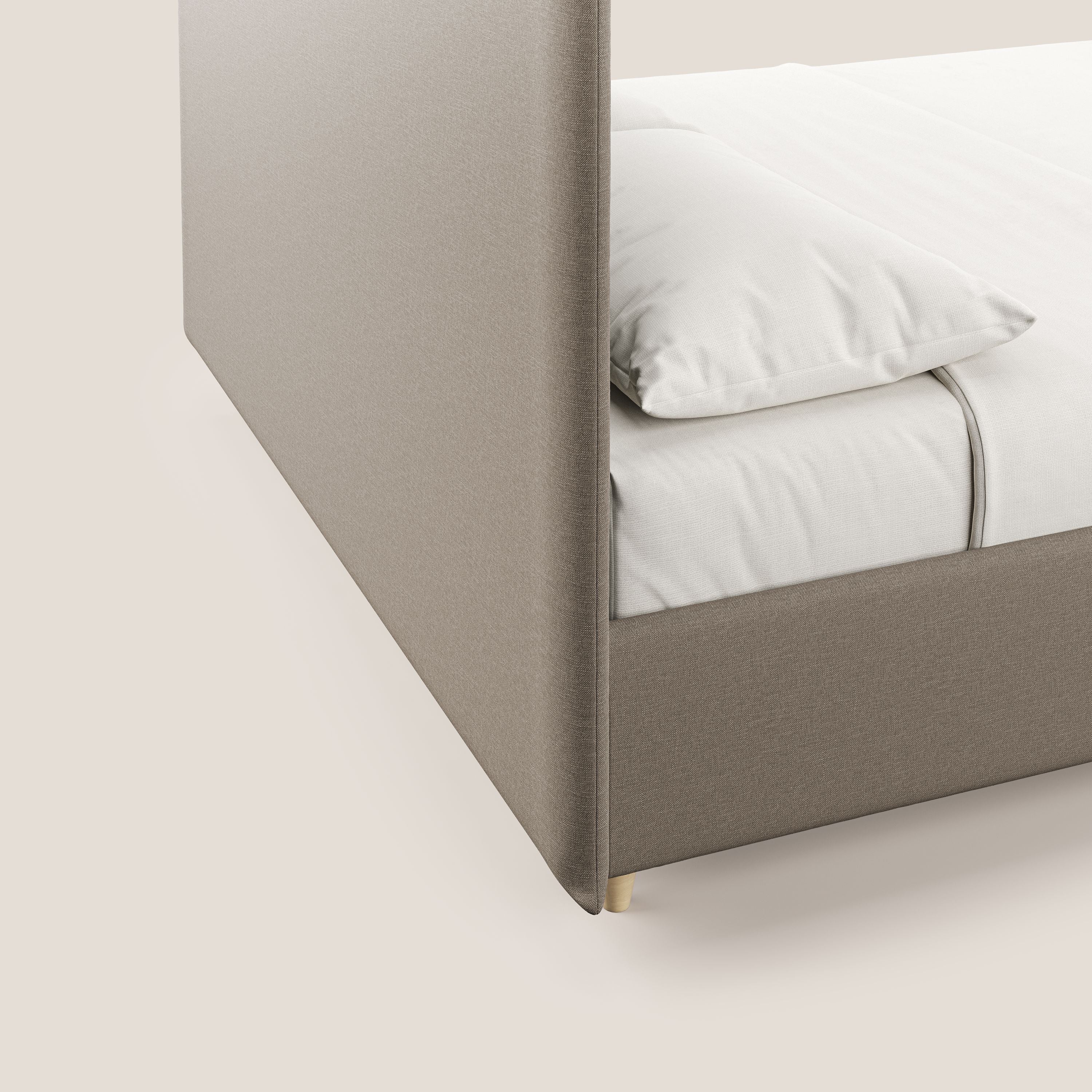 Teresa letto contenitore e sfoderabile in tessuto misto cotone impermeabile T13 beige - divani.store