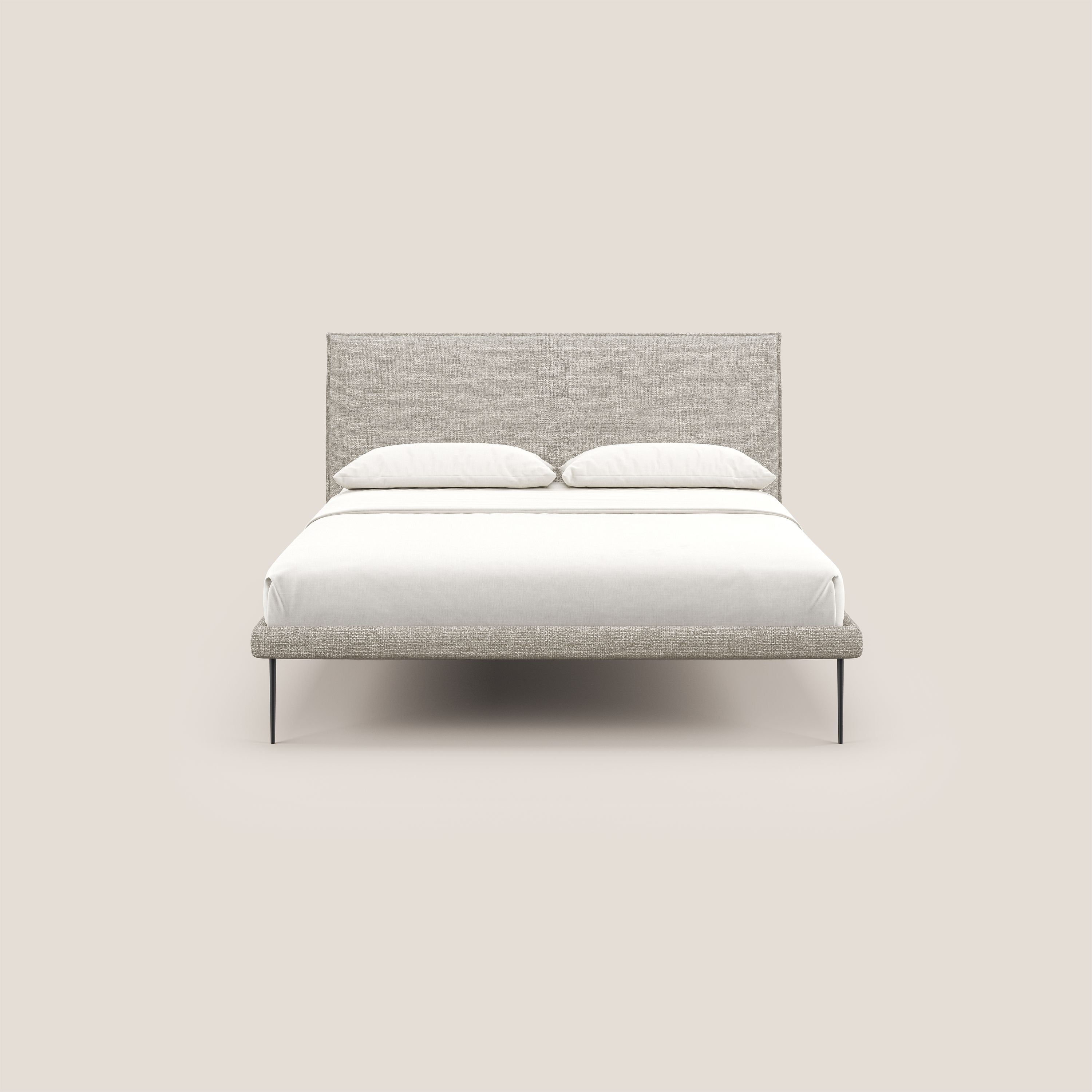 Theo letto imbottito moderno sfoderabile con piedi alti in metallo in tessuto impermeabile T10 panna - divani.store