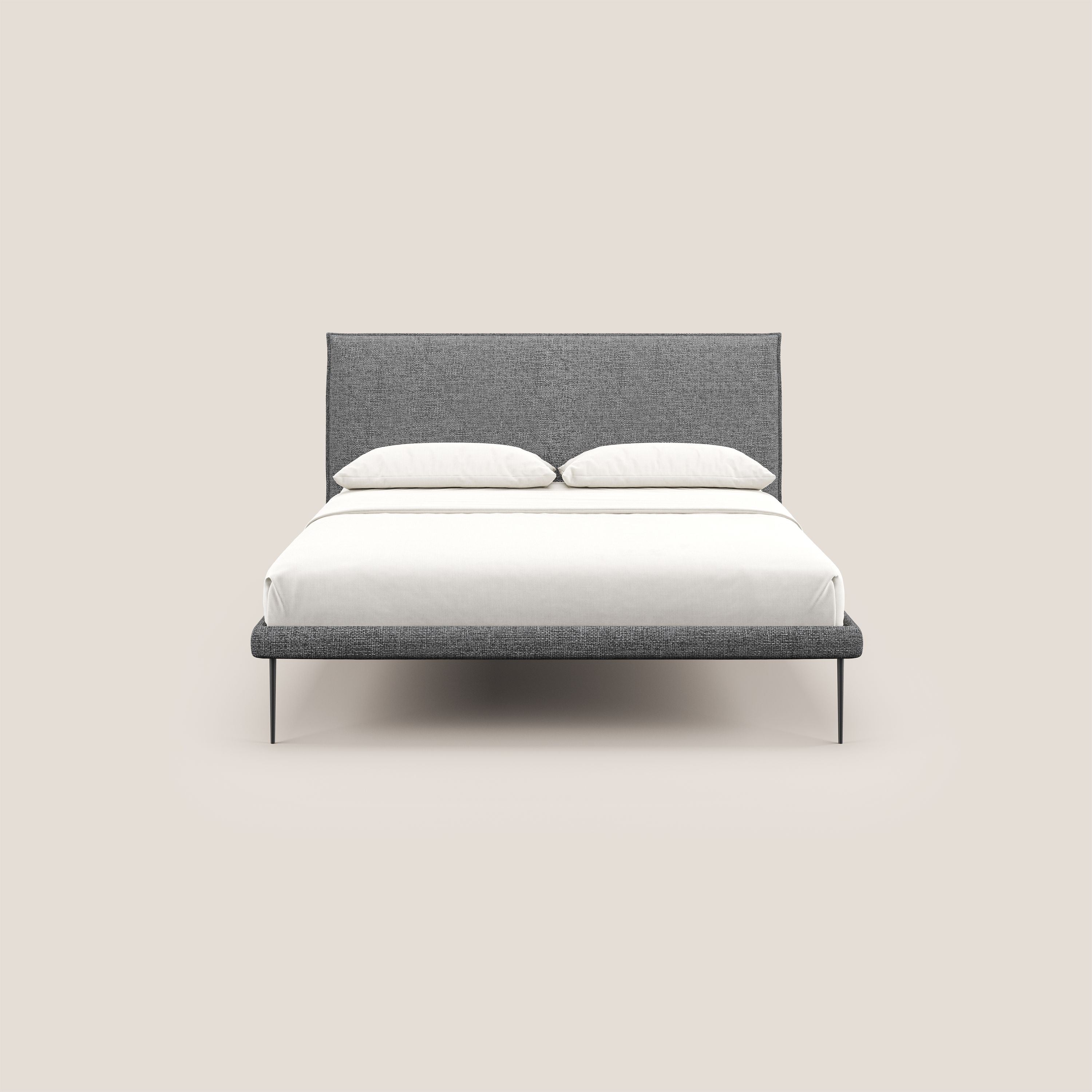 Theo letto imbottito moderno sfoderabile con piedi alti in metallo in tessuto impermeabile T10 grigio - divani.store