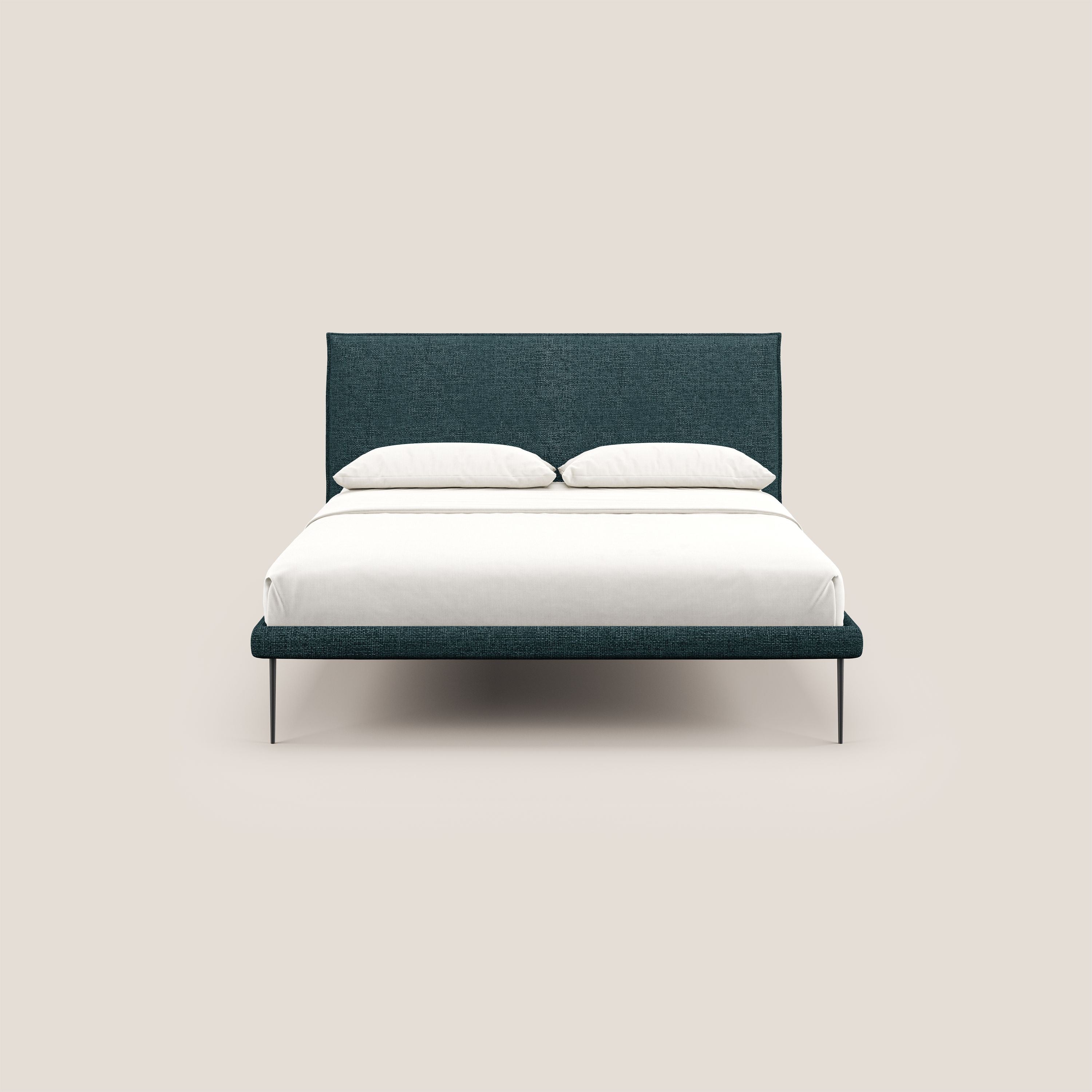 Theo letto imbottito moderno sfoderabile con piedi alti in metallo in tessuto impermeabile T10 petrolio - divani.store