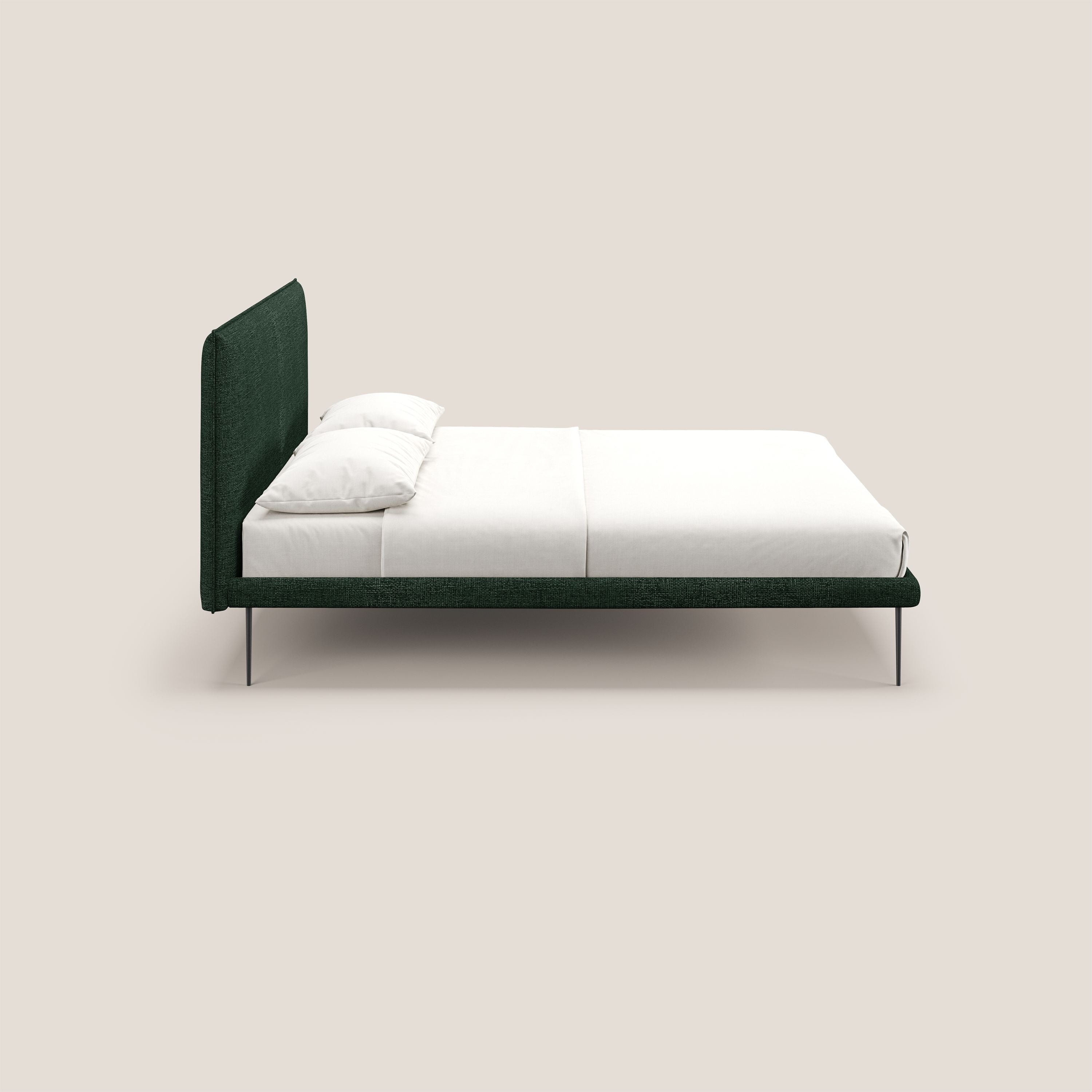 Theo letto imbottito moderno sfoderabile con piedi alti in metallo in tessuto impermeabile T10 verde - divani.store
