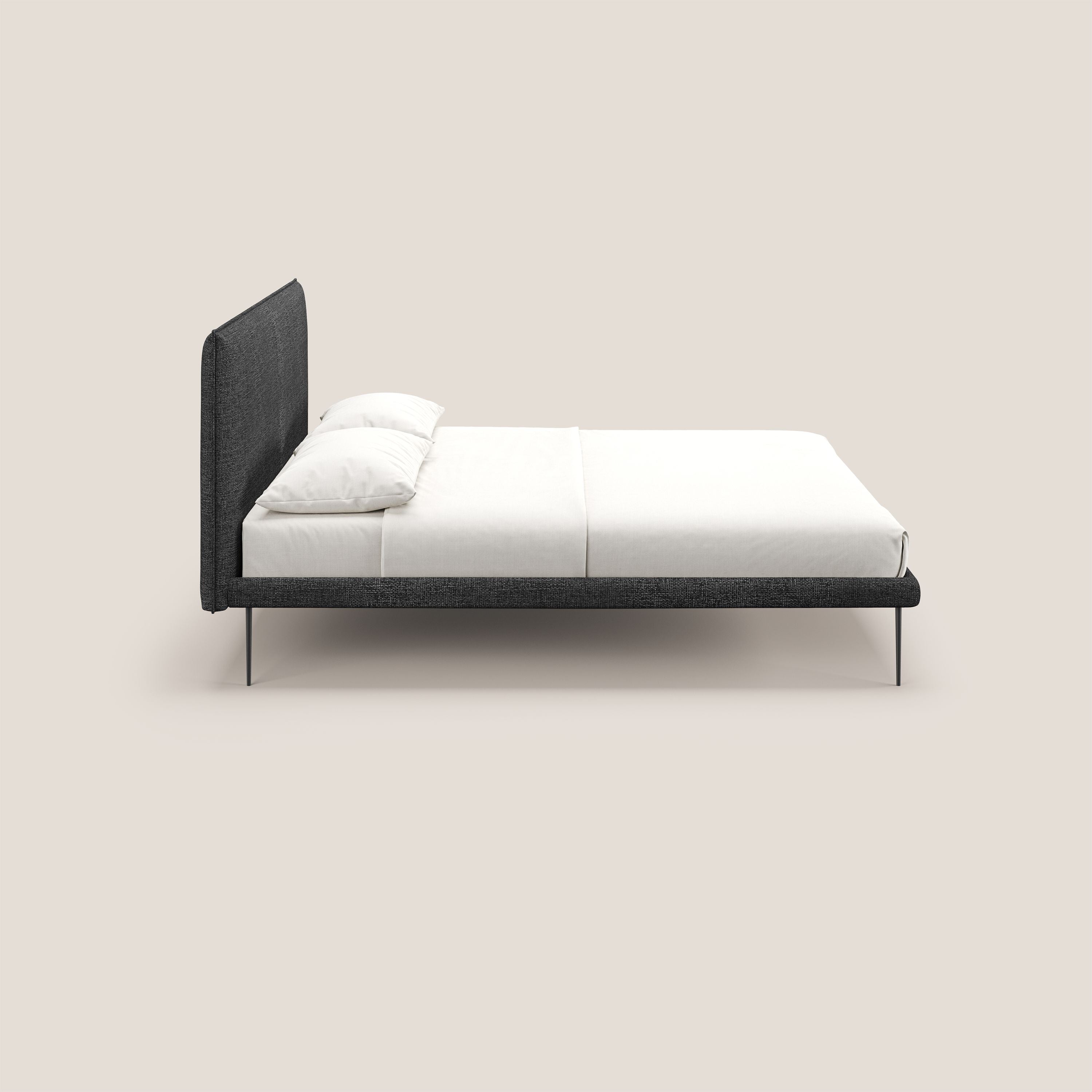 Theo letto imbottito moderno sfoderabile con piedi alti in metallo in tessuto impermeabile T10 antracite - divani.store