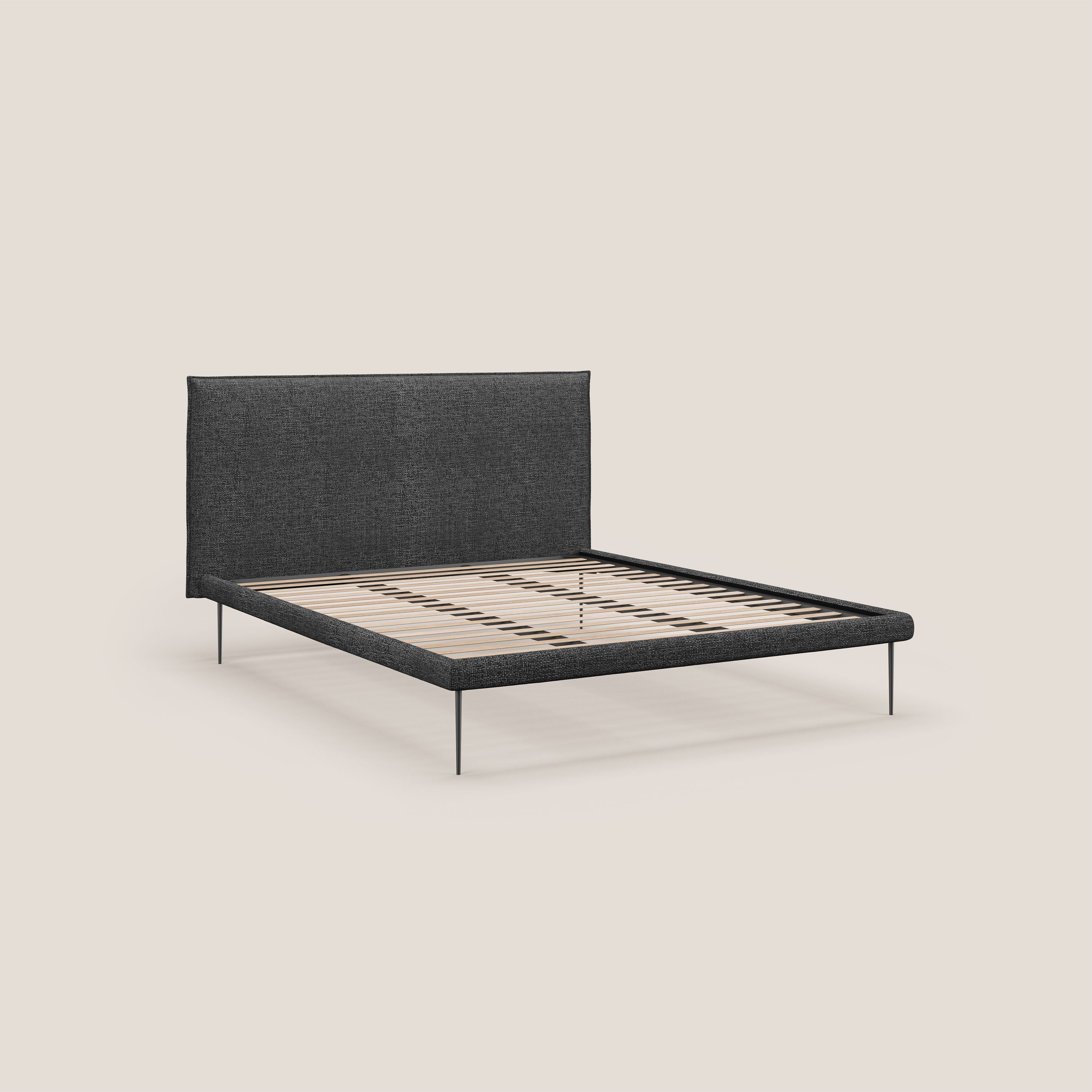 Theo letto imbottito moderno sfoderabile con piedi alti in metallo in tessuto impermeabile T10 antracite - divani.store