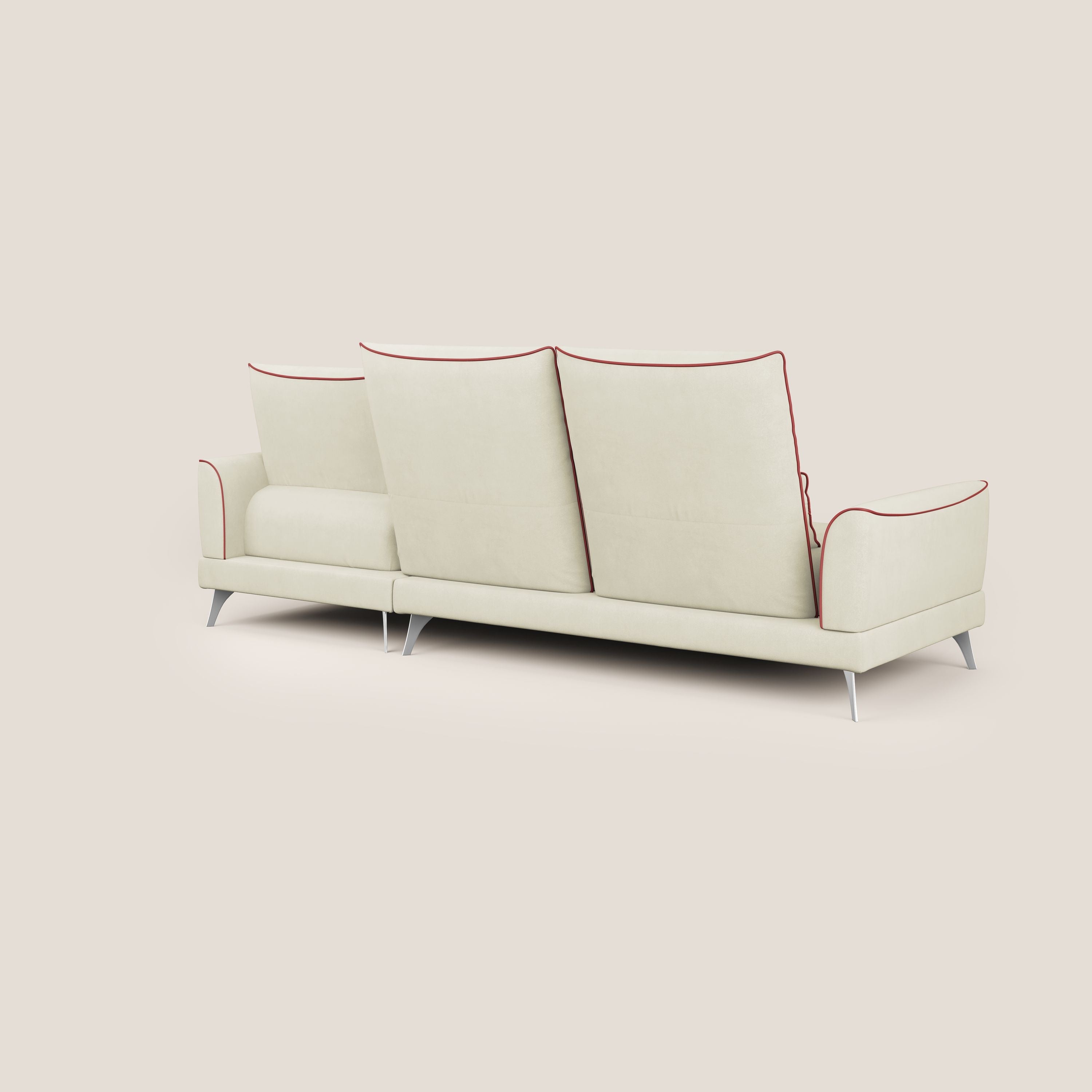 Tommy Divano angolare bicolore con relax e schienali traslanti in microfibra smacchiabile T11 panna - rosso - divani.store