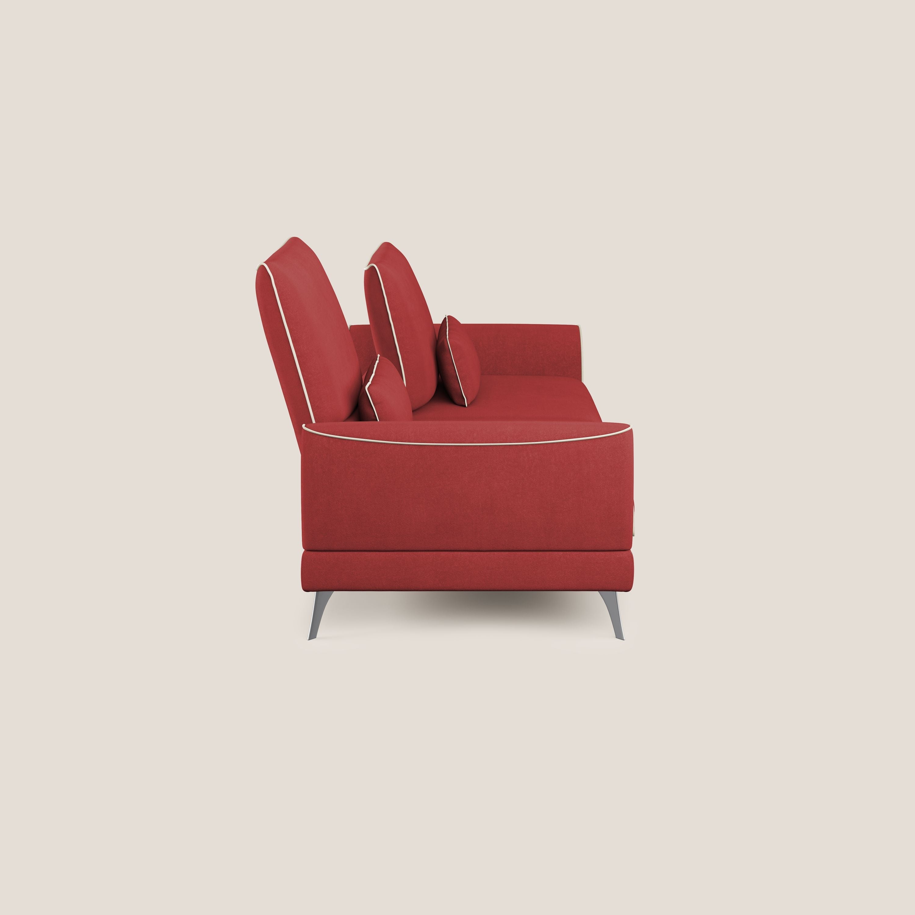 Tommy Divano relax bicolore con schienali traslanti in microfibra smacchiabile T11 rosso - panna - divani.store