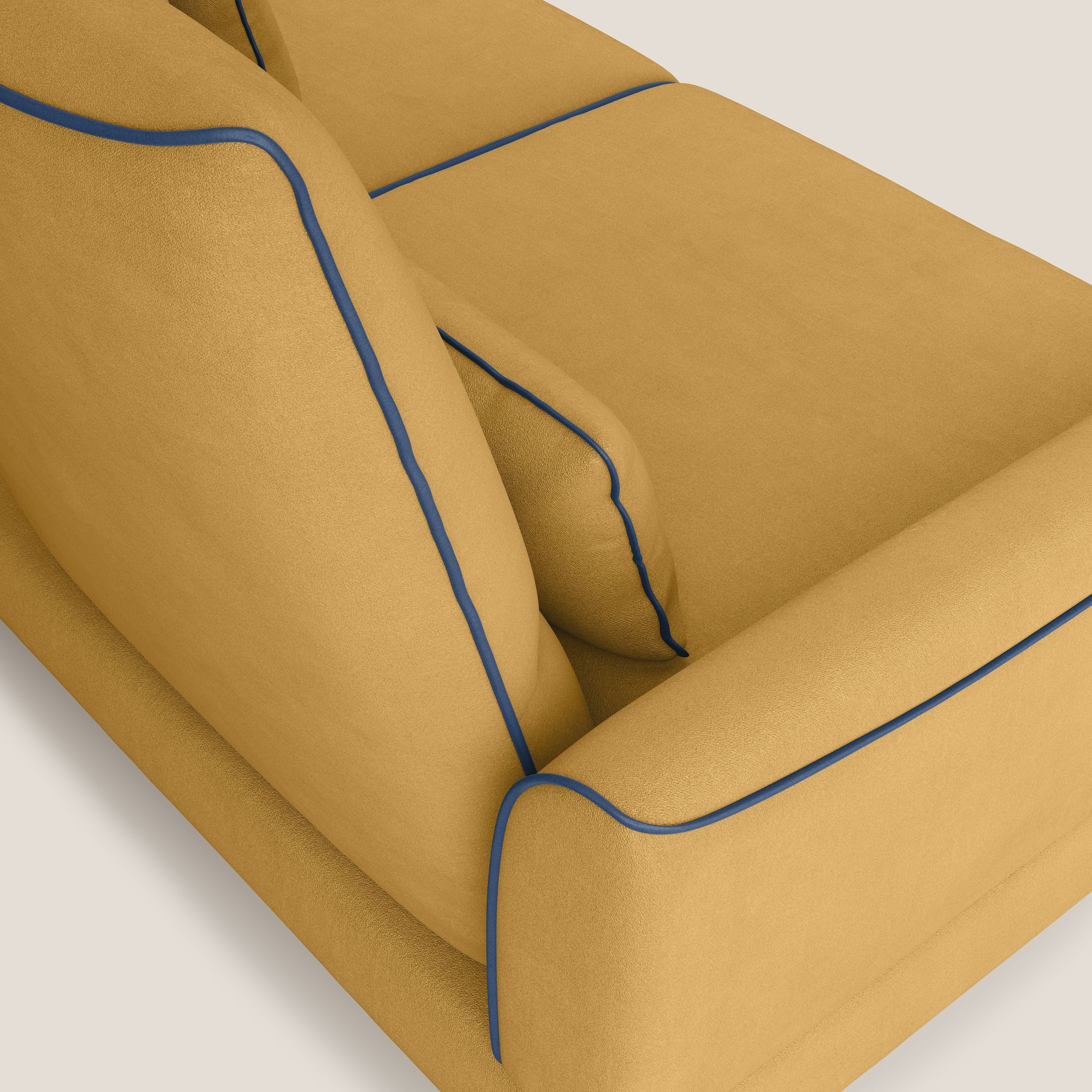 Tommy Divano relax bicolore con schienali traslanti in microfibra smacchiabile T11 giallo - blu - divani.store