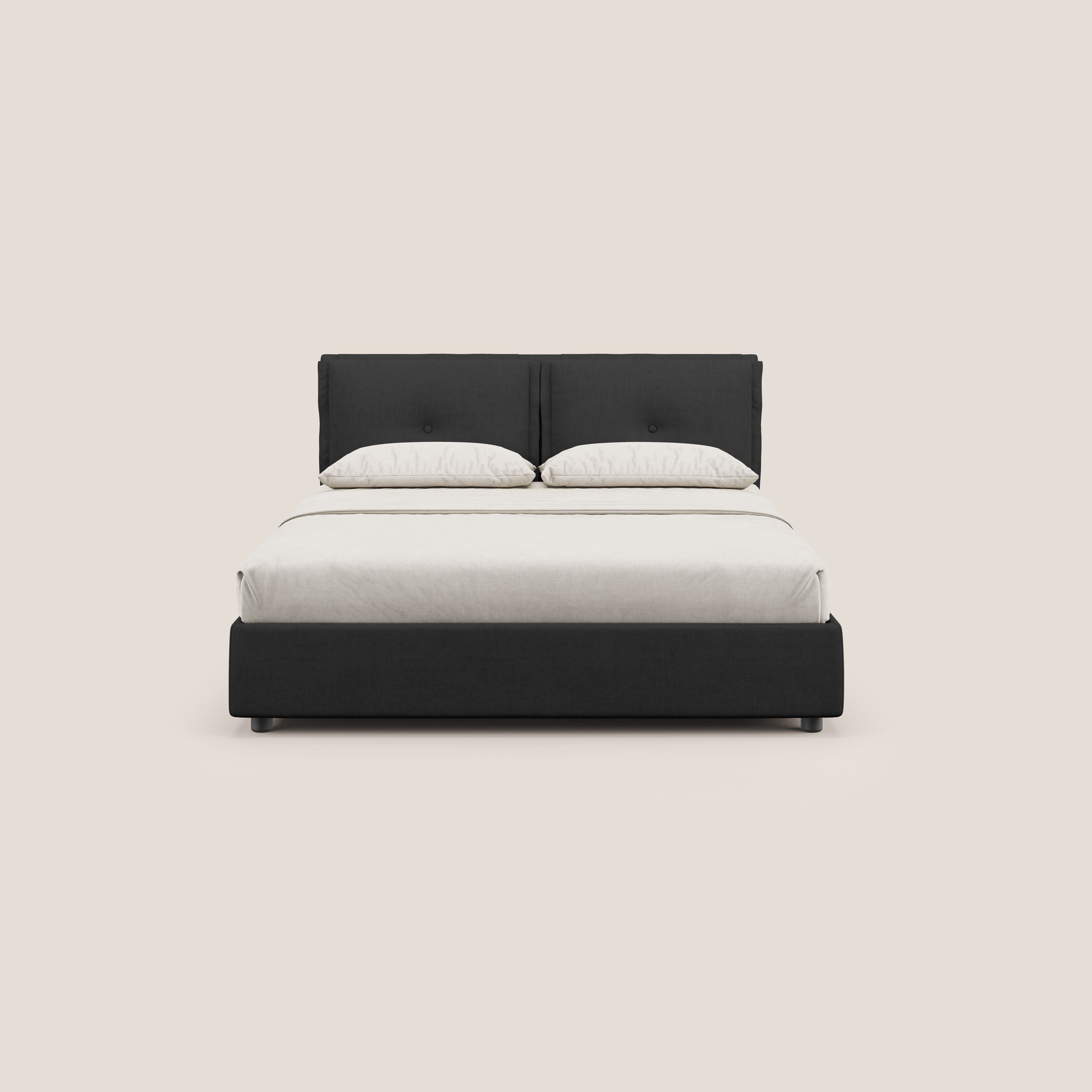 Travis letto contenitore con cuscini mobili trapuntati in tessuto impermeabile T02 nero - divani.store