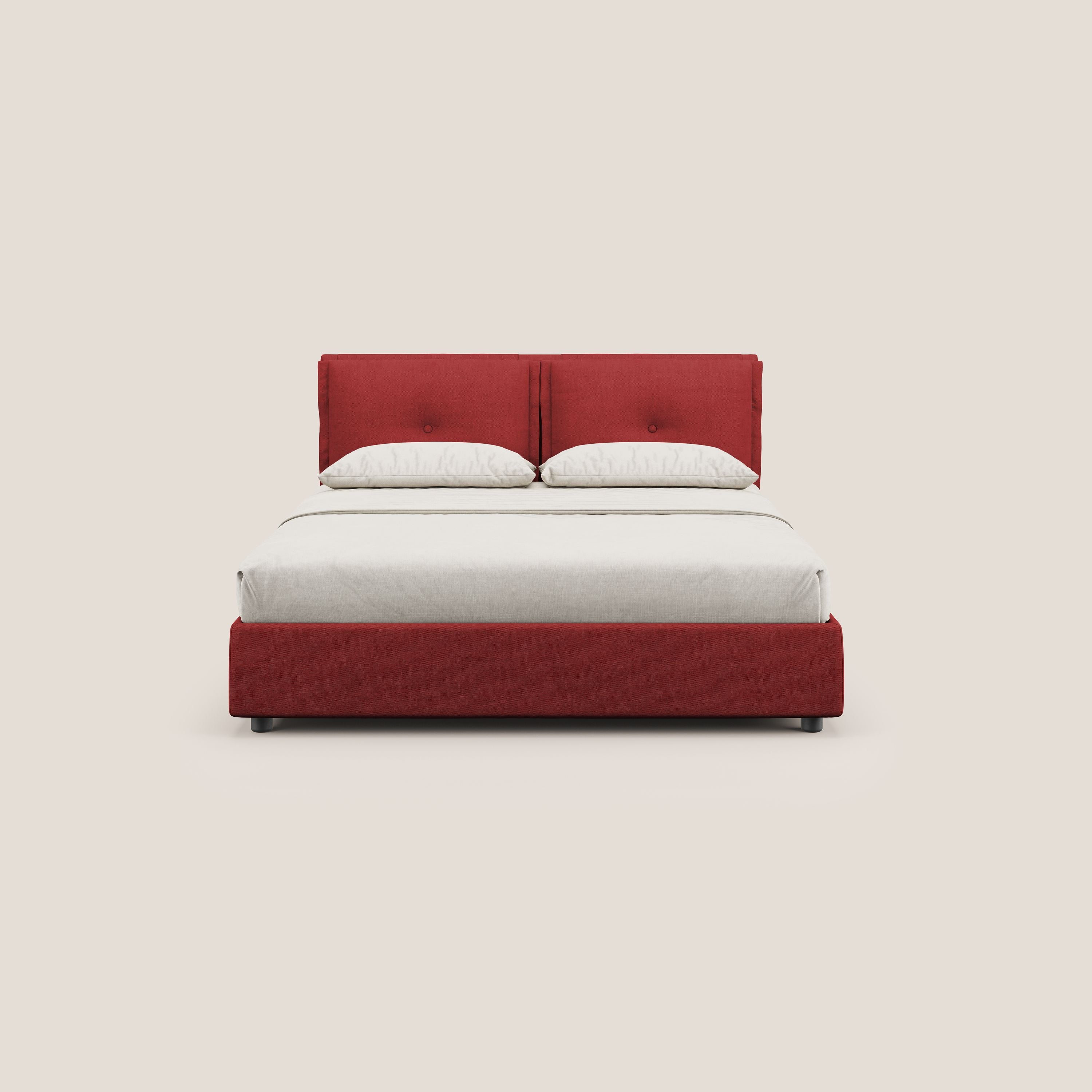 Travis letto contenitore con cuscini mobili trapuntati in tessuto impermeabile T02 rosso - divani.store