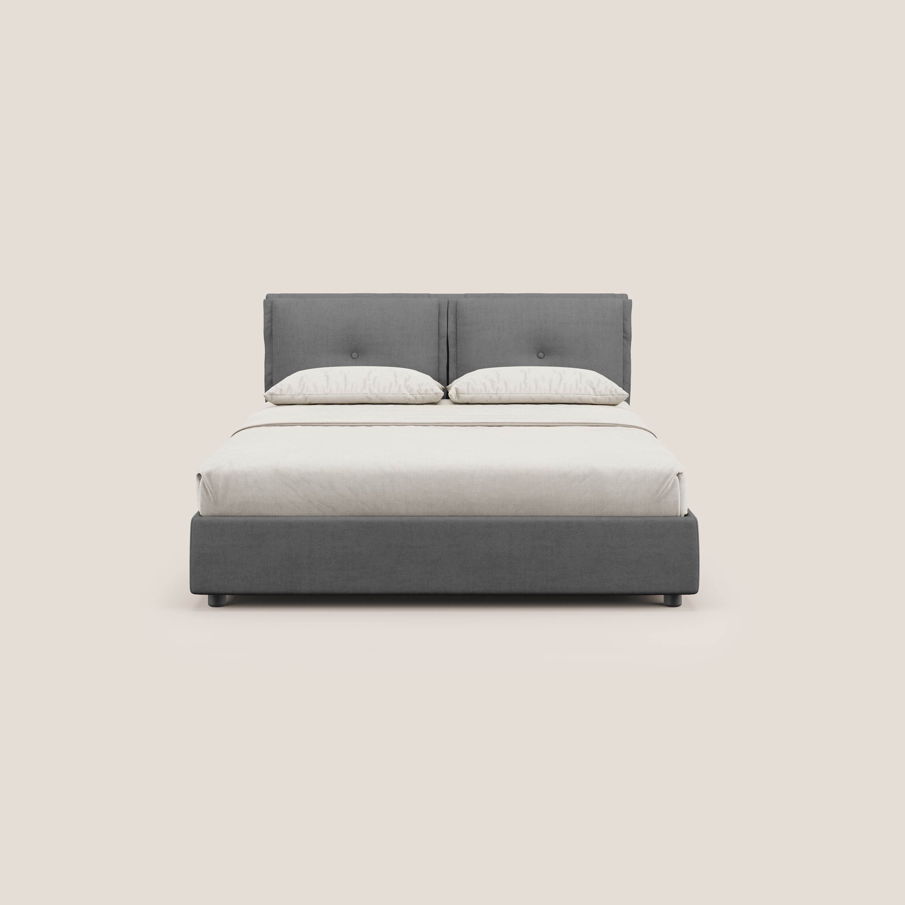 Travis letto contenitore con cuscini mobili trapuntati in tessuto impermeabile T02 grigio - divani.store