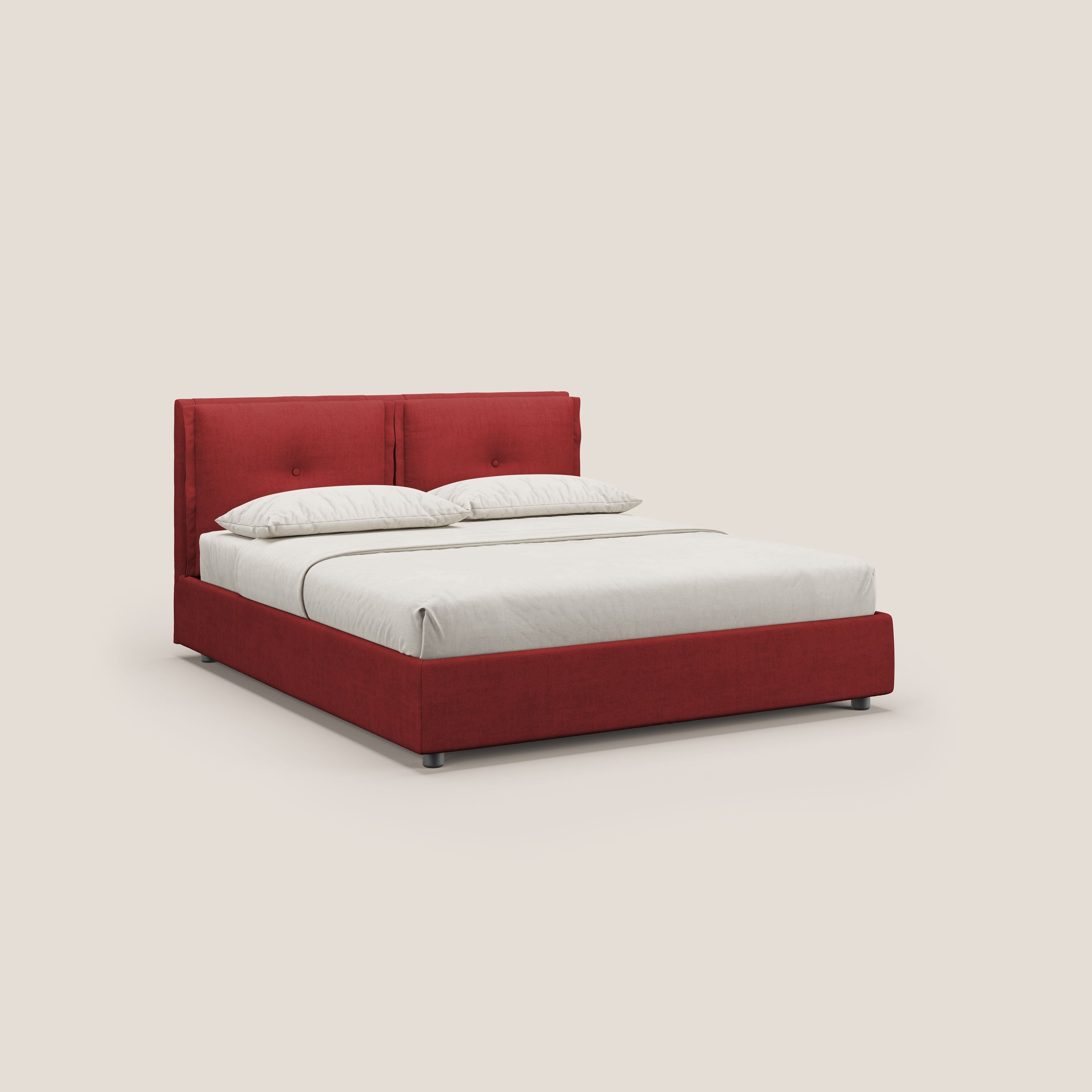 Travis letto contenitore con cuscini mobili trapuntati in tessuto impermeabile T02 rosso - divani.store