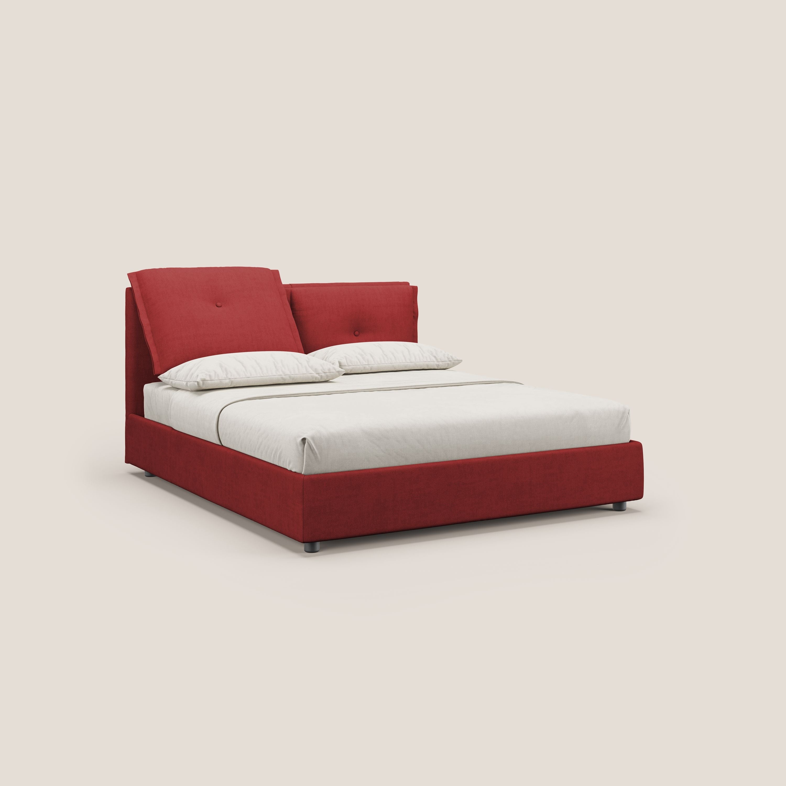 Travis letto contenitore con cuscini mobili trapuntati in tessuto impermeabile T02 rosso - divani.store
