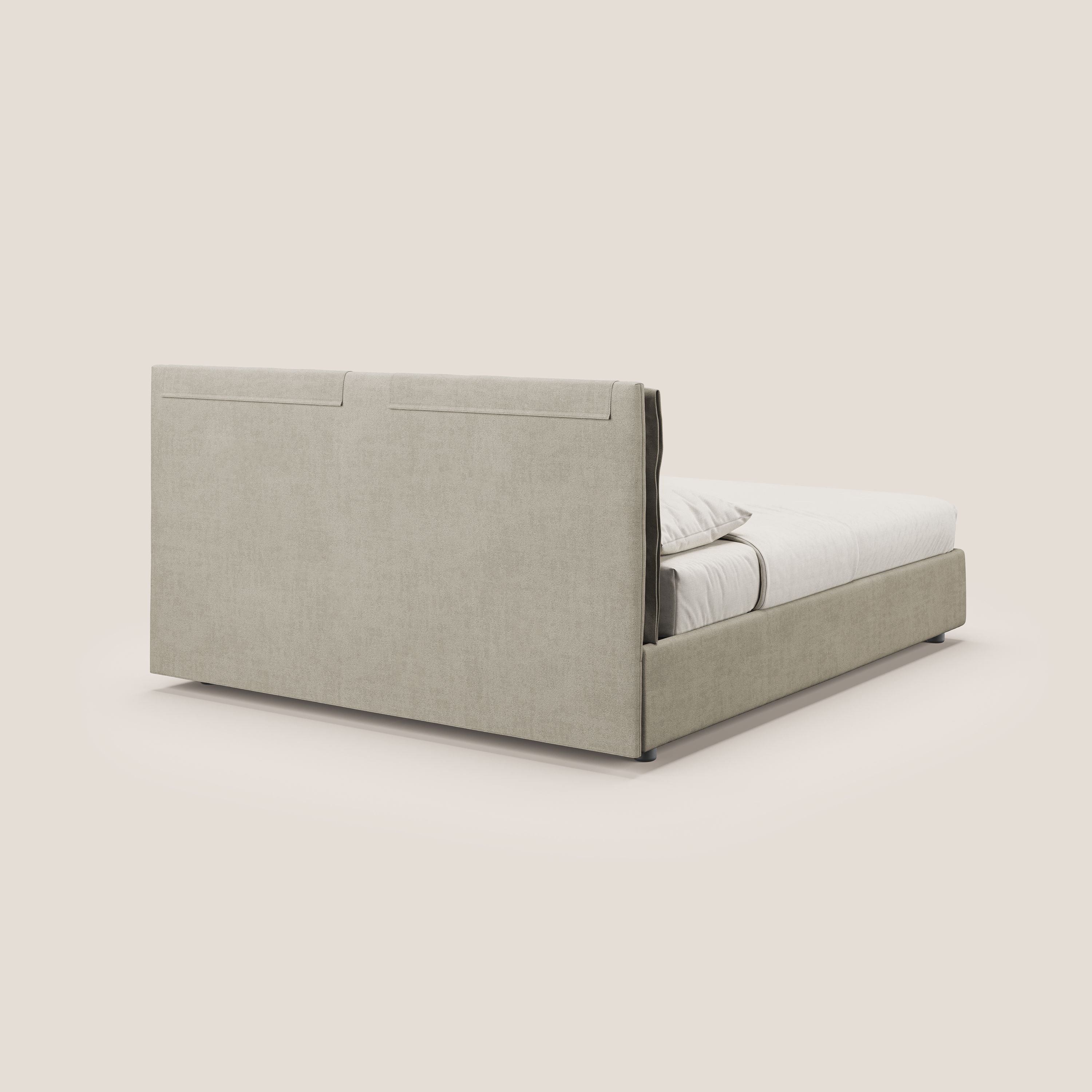 Travis letto contenitore con cuscini mobili trapuntati in tessuto impermeabile T02 panna - divani.store