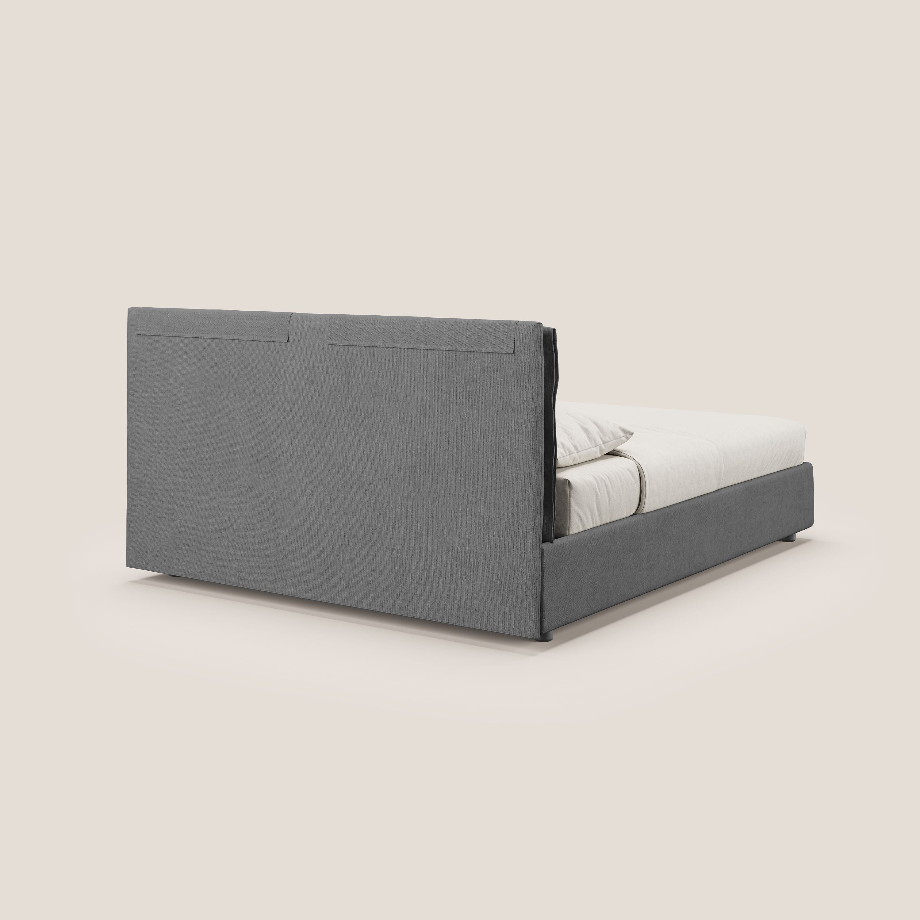 Travis letto contenitore con cuscini mobili trapuntati in tessuto impermeabile T02 grigio - divani.store