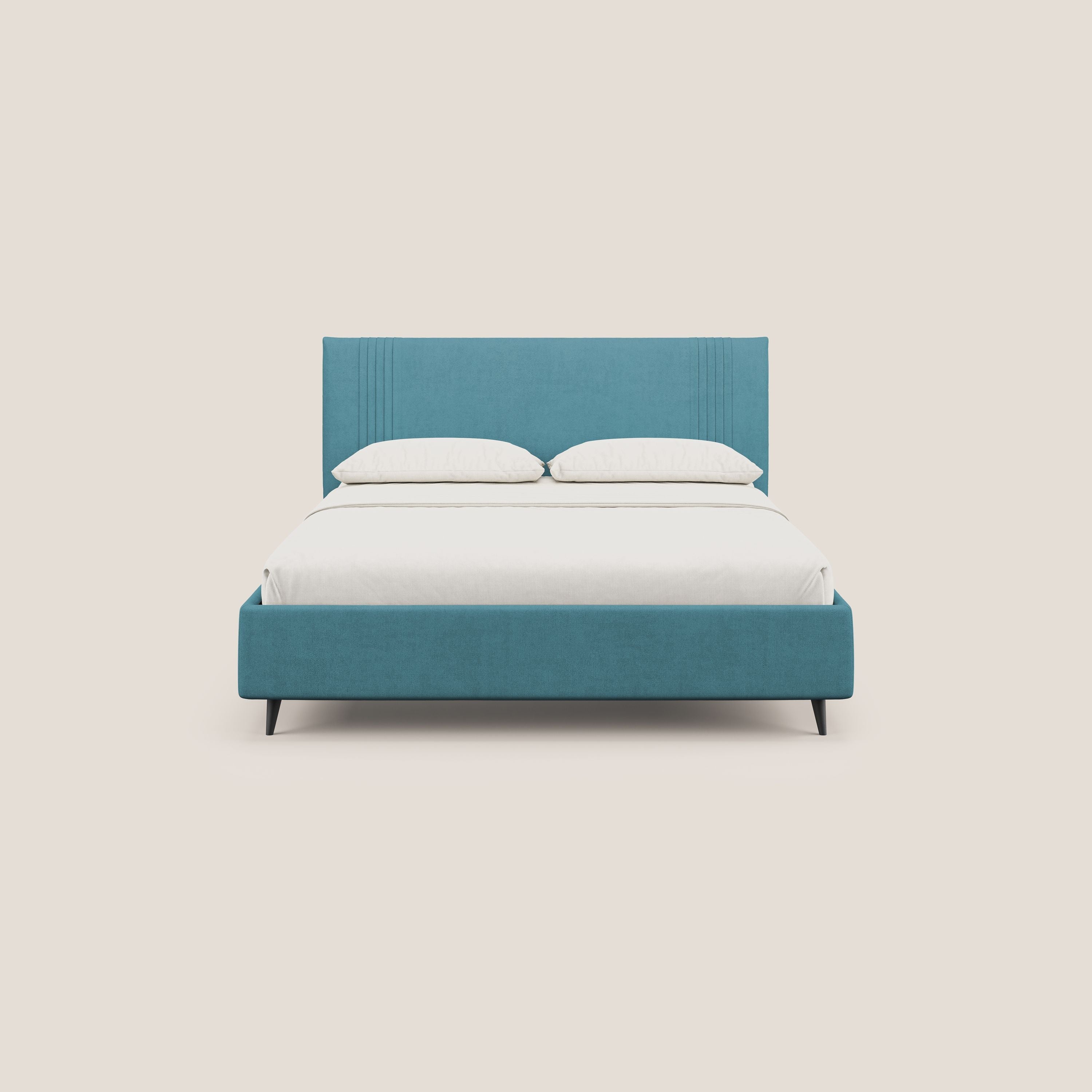 Yvonne letto contenitore in morbido tessuto impermeabile T02 azzurro - divani.store