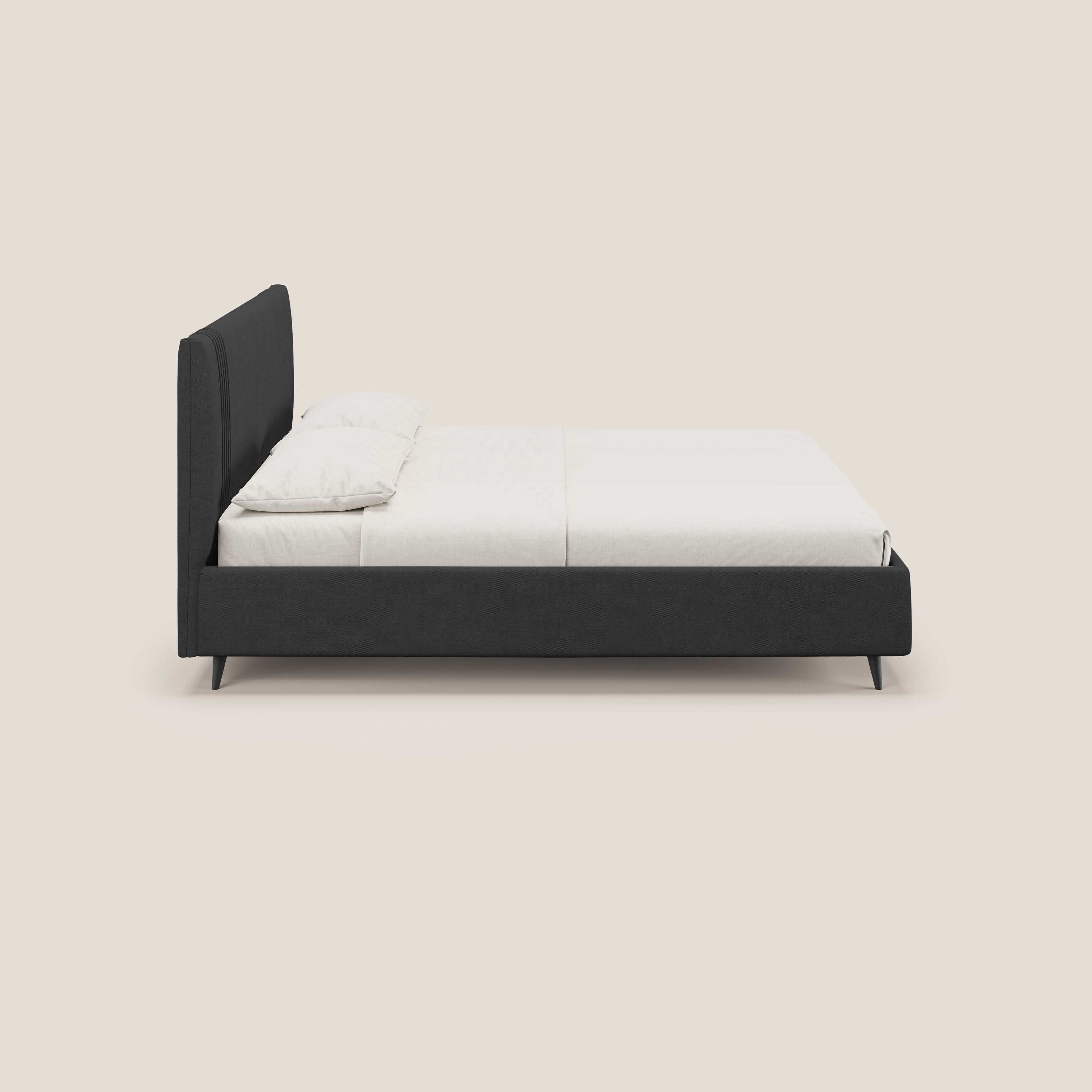 Yvonne letto contenitore in morbido tessuto impermeabile T02 nero - divani.store