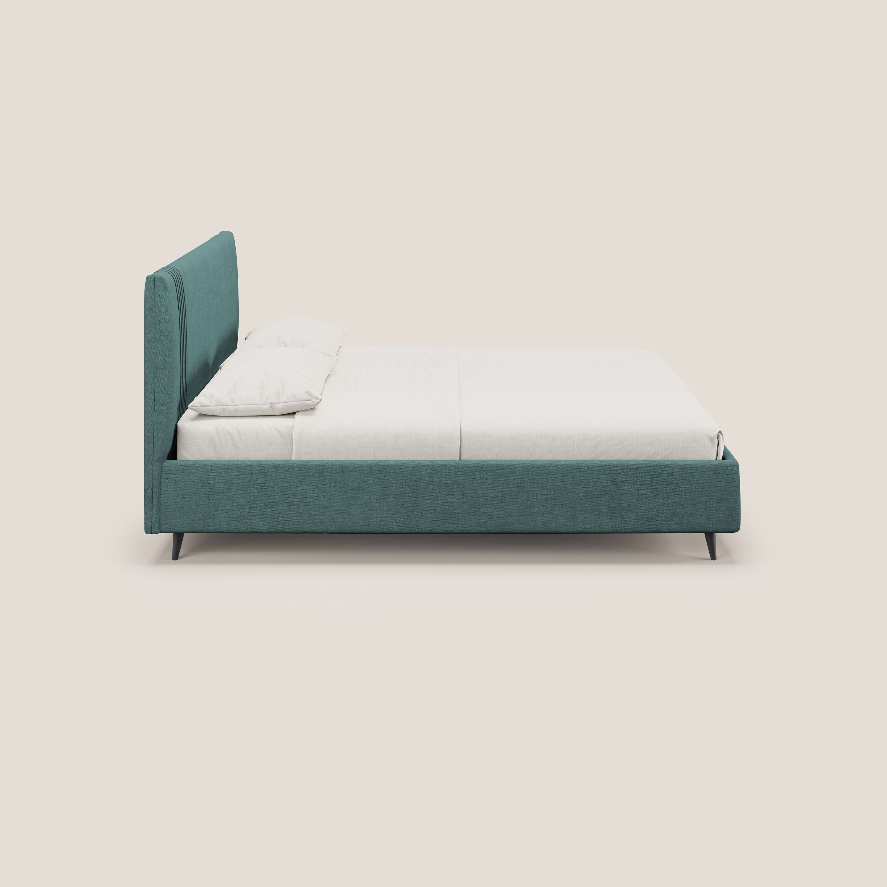 Yvonne letto contenitore in morbido tessuto impermeabile T02 petrolio - divani.store