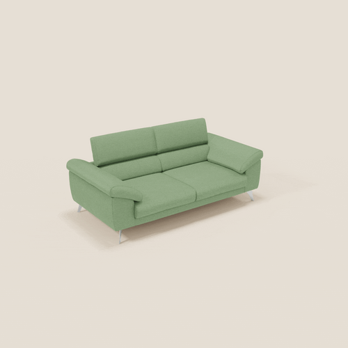 Il divano Donatello di Divani.Store offre sedute allungabili, braccioli contenitore, poggiatesta reclinabili e tessuto T23 menta facile da pulire. Il suo design contemporaneo combina comfort e praticità con un look minimalista.