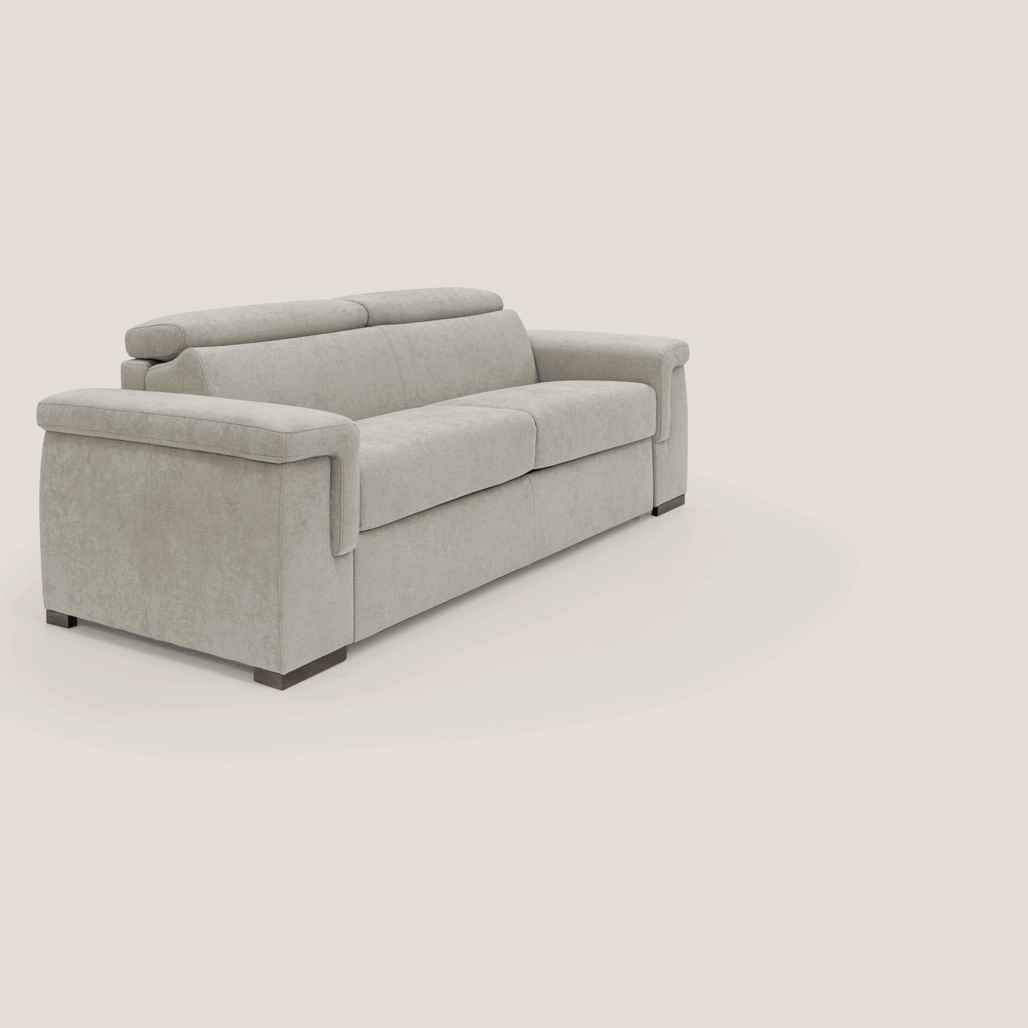 Giunone divano letto con materasso alto 18 cm e poggiatesta reclinabili in tessuto impermeabile T02