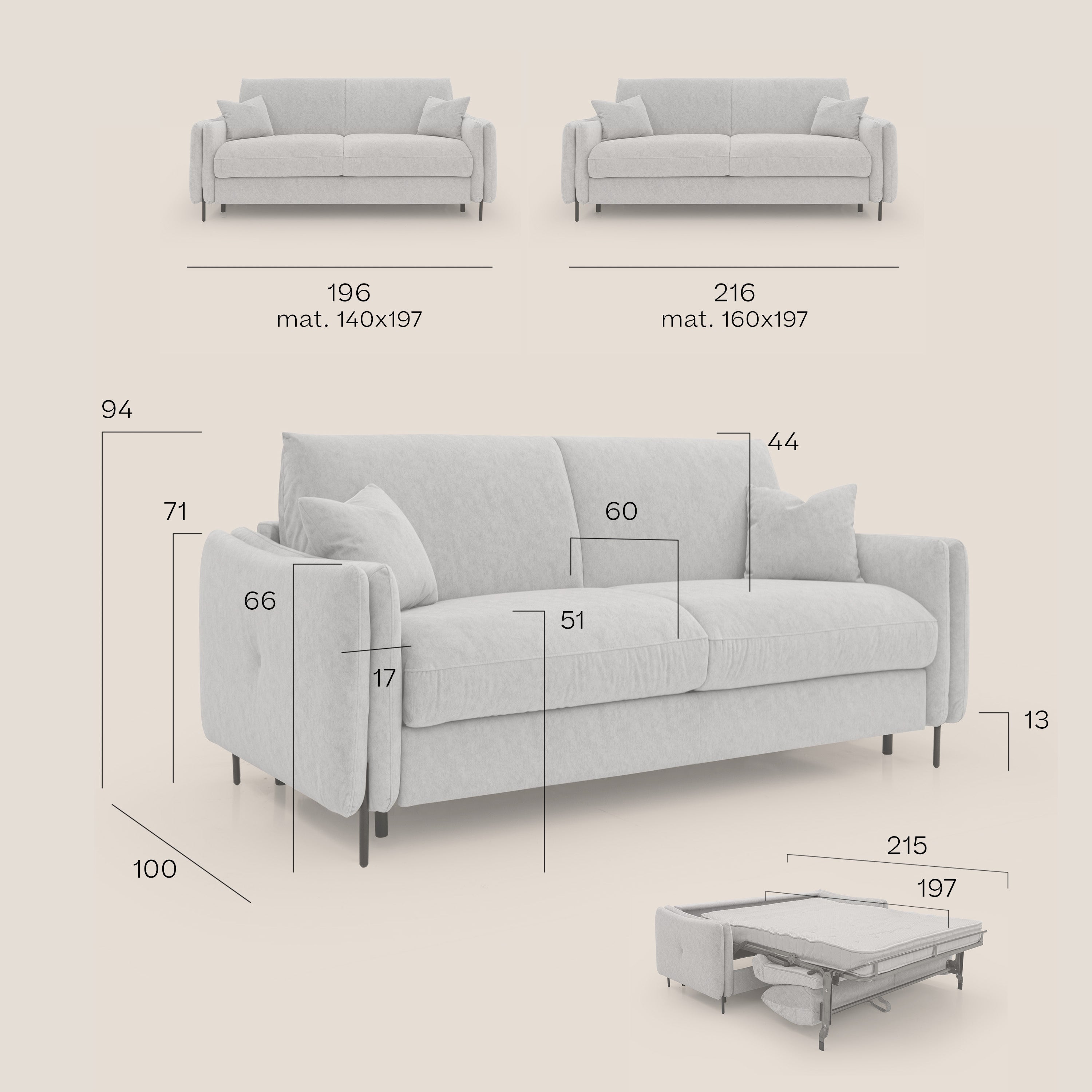 Gregory Divano letto con materasso h18 cm in microfibra effetto velluto impermeabile T09 grigio - divani.store