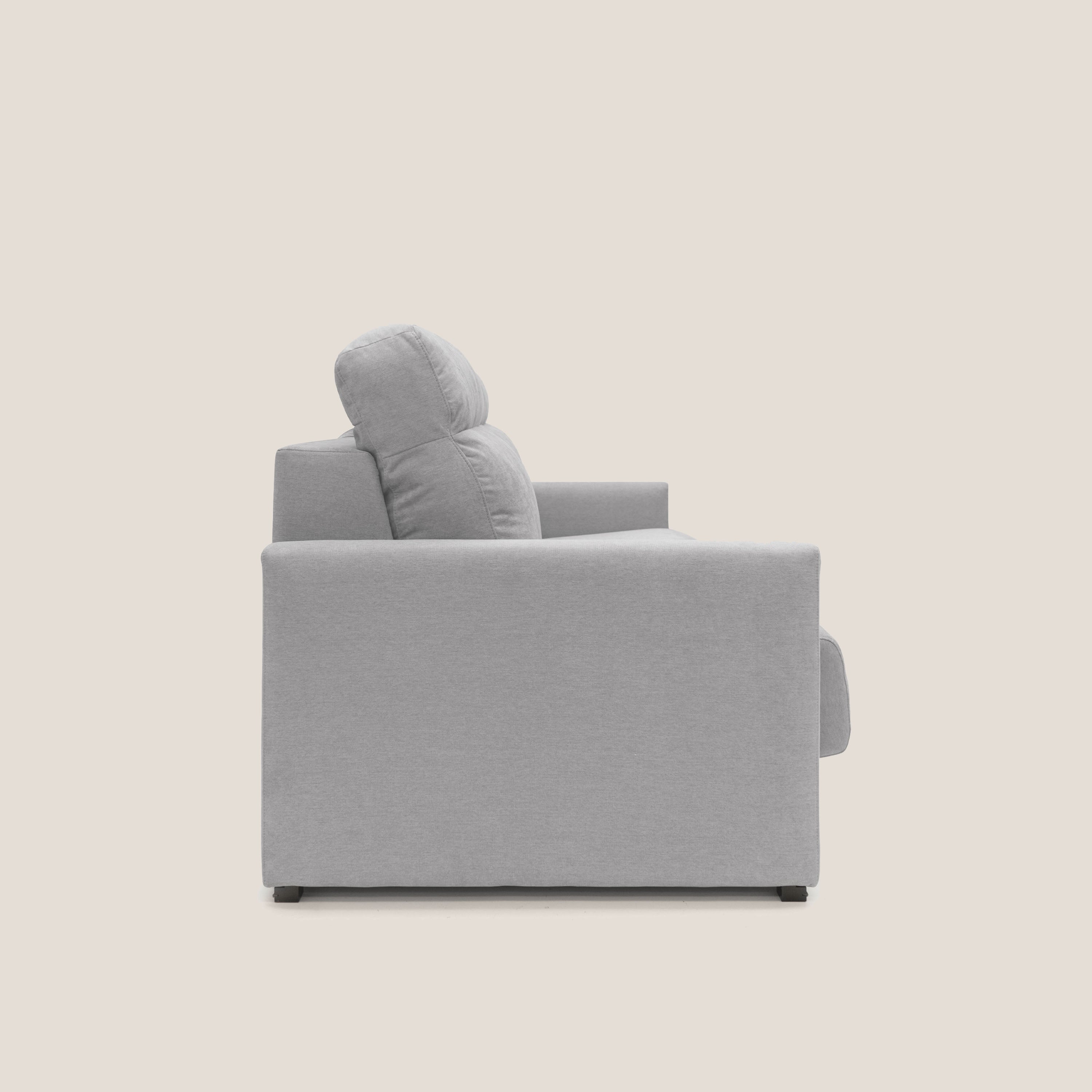 Margot Divano letto matrimoniale con schienale morbido alto in tessuto T02 grigio chiaro - divani.store