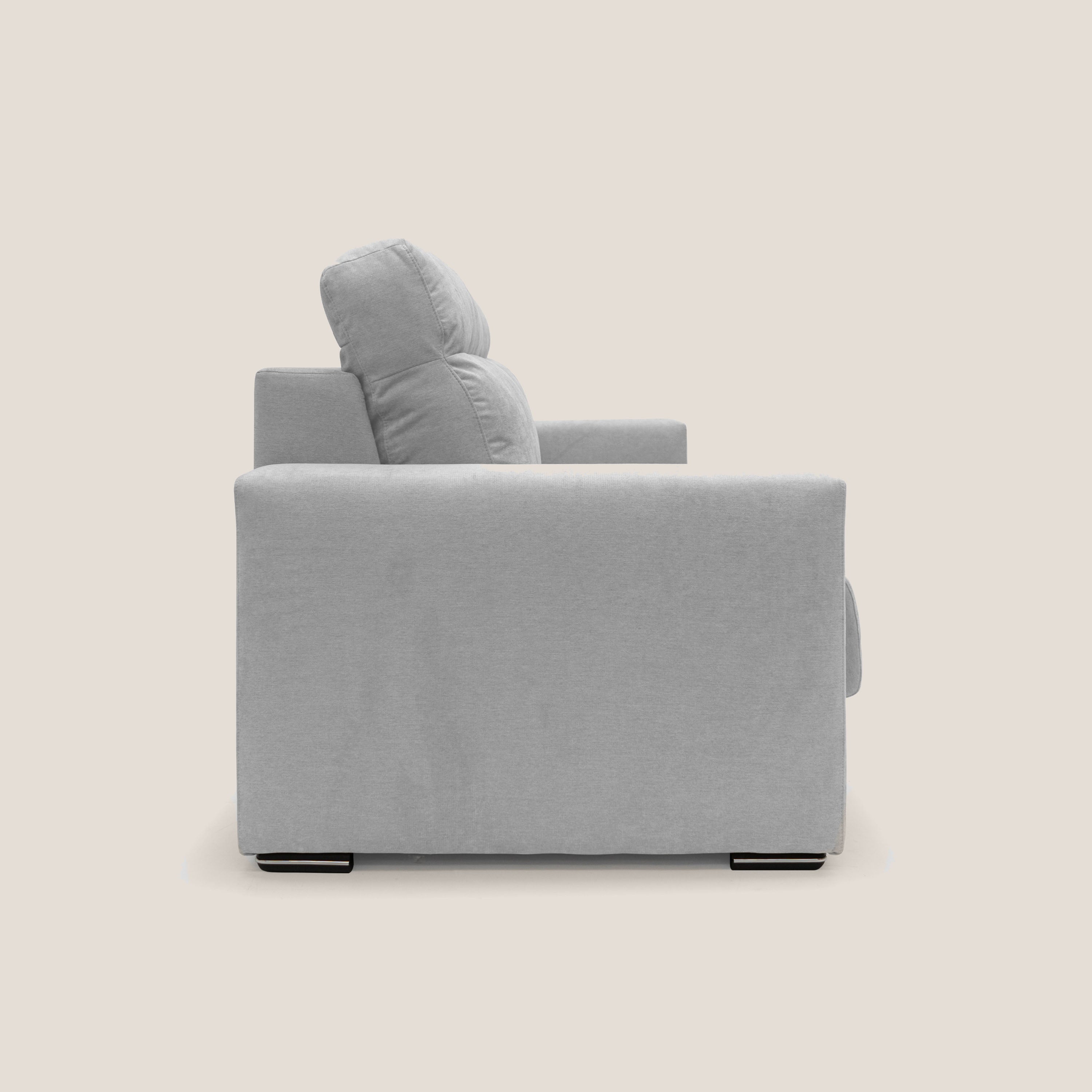 Nikita Divano letto matrimoniale con schienale morbido alto e rivestimento T02 grigio chiaro - divani.store