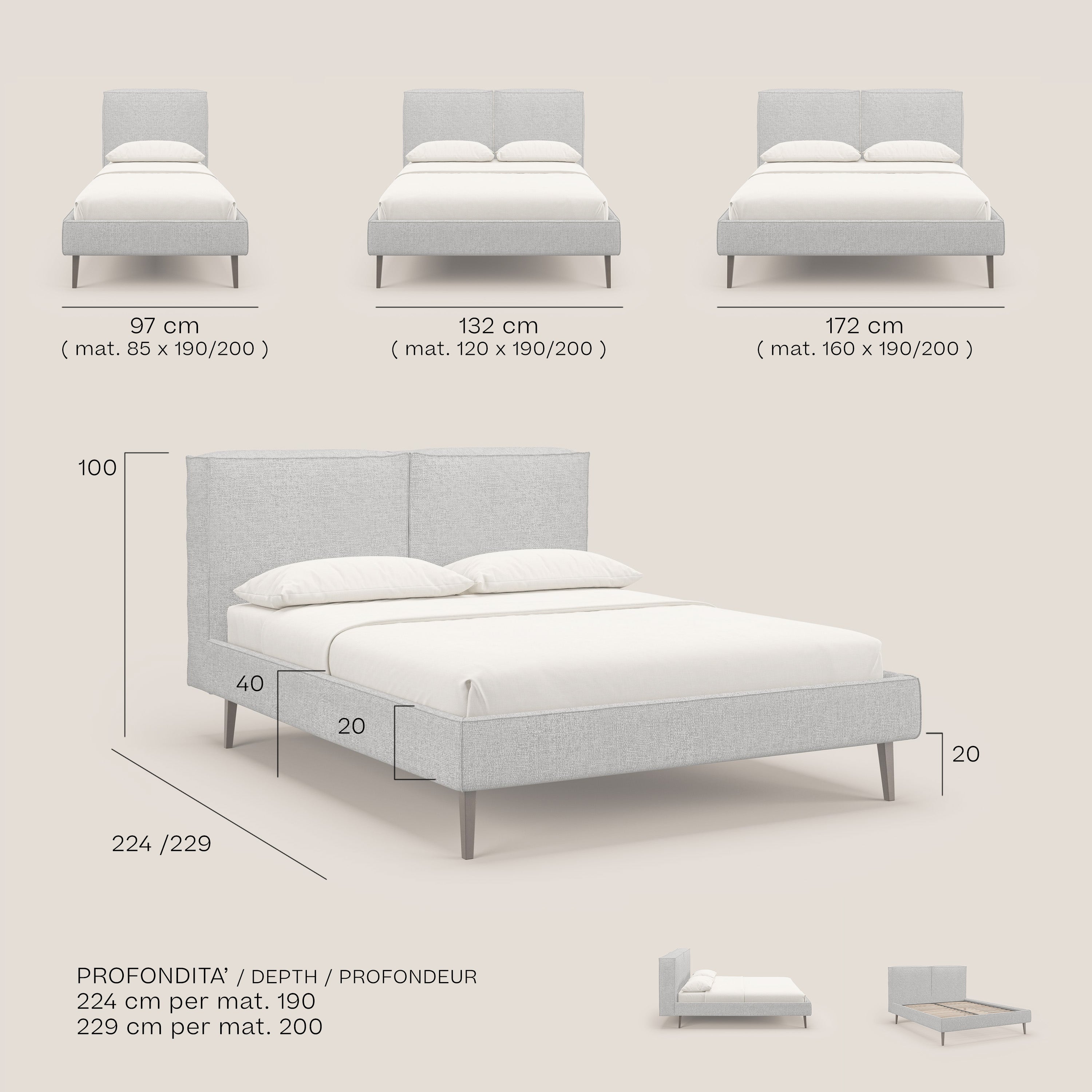 Isotta letto imbottito completamente sfoderabile in morbido tessuti impermeabile T10 bordeaux - divani.store