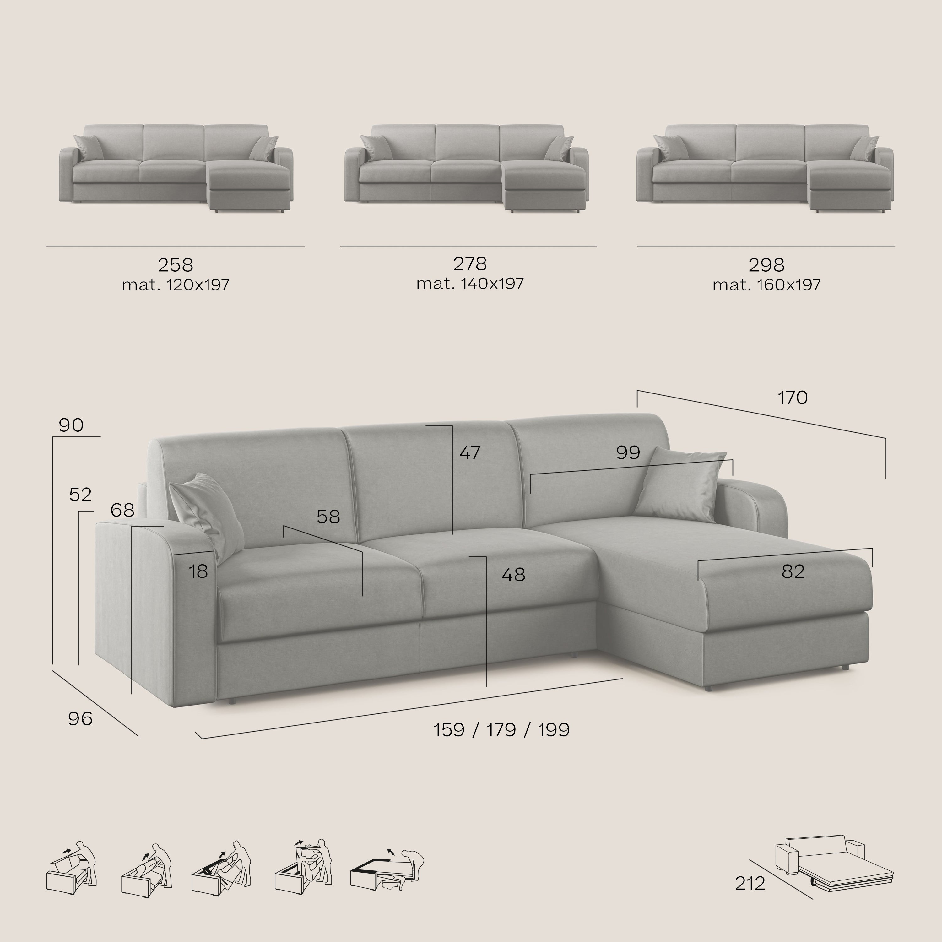 Lebron Divano letto angolare con penisola in velluto morbido T01 marrone - divani.store