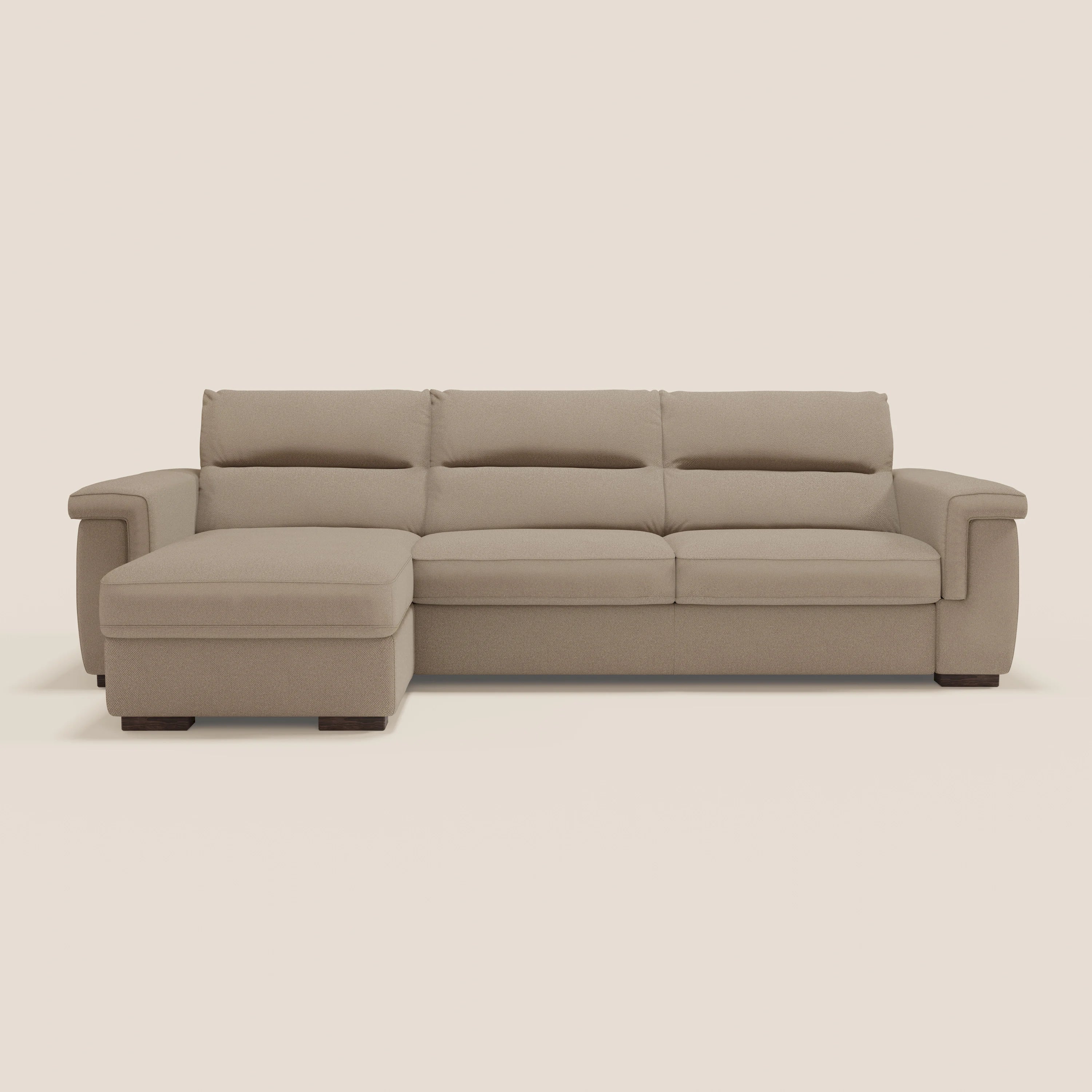 Magnolia divano letto angolare con Penisola Contenitore - Materasso H18 cm in tessuto smacchiabile T05 beige