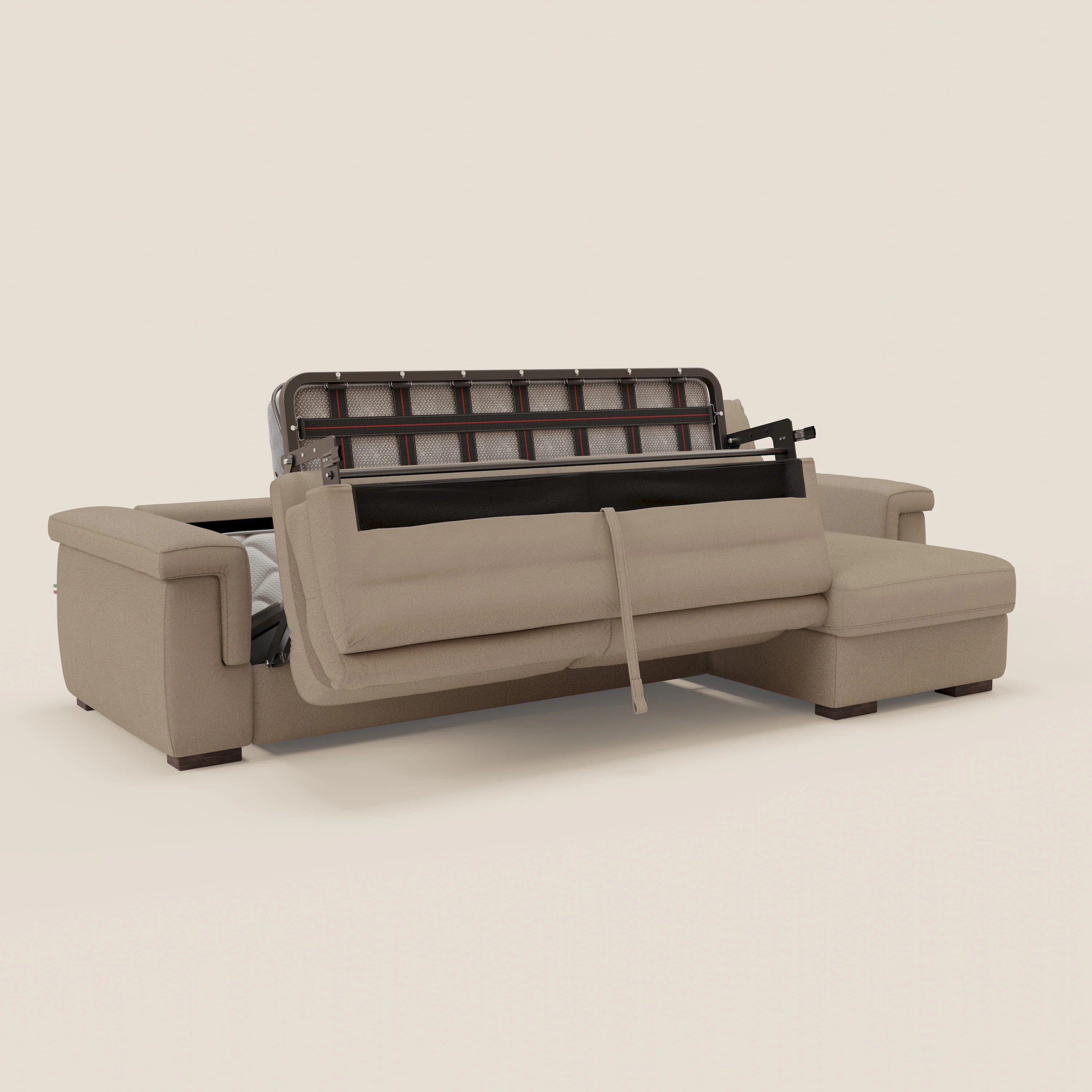 Magnolia divano letto angolare con Penisola Contenitore - Materasso H18 cm in tessuto smacchiabile T05 beige