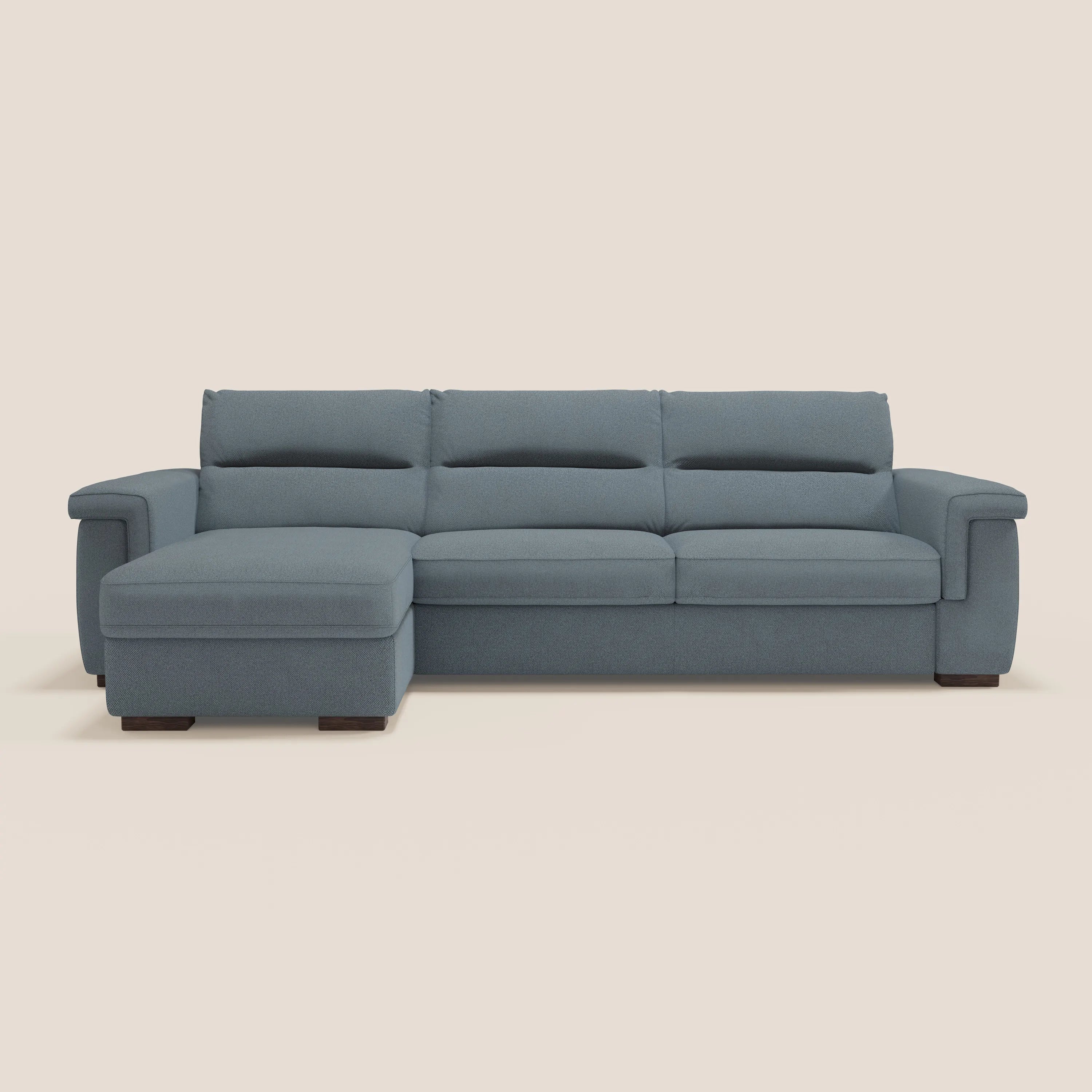 Magnolia divano letto angolare con Penisola Contenitore - Materasso H18 cm in tessuto smacchiabile T05 carta da zucchero