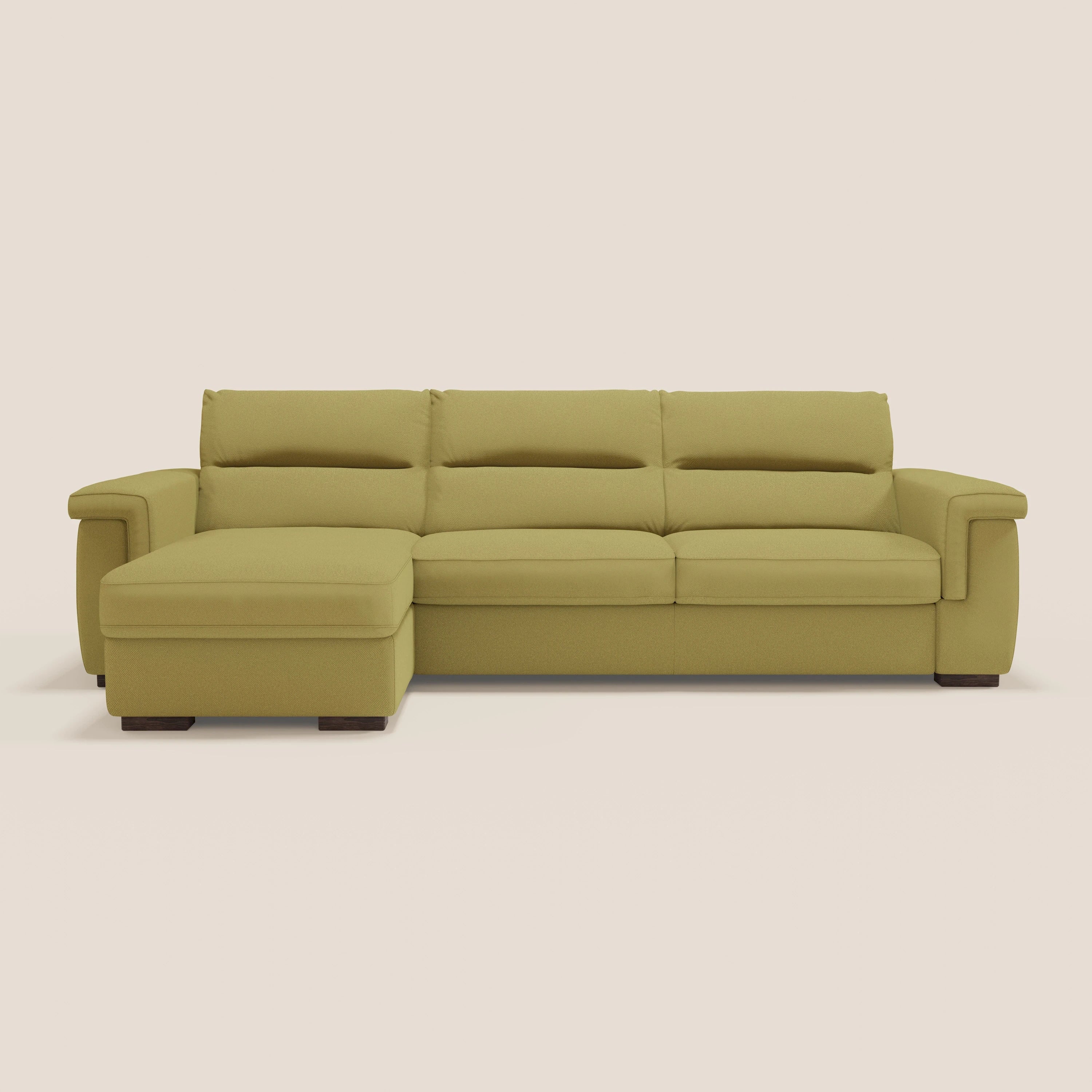 Magnolia divano letto angolare con Penisola Contenitore - Materasso H18 cm in tessuto smacchiabile T05 giallo