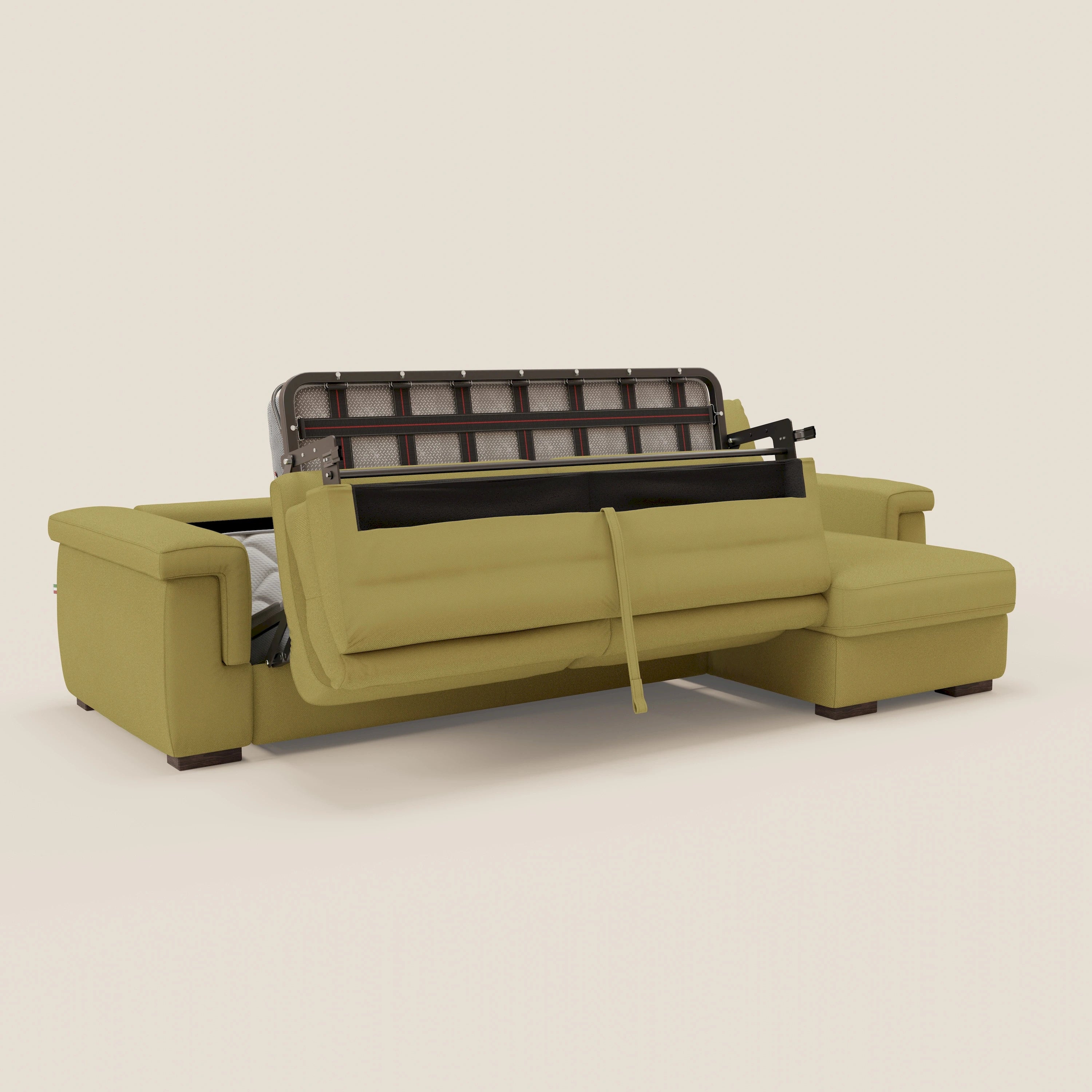Magnolia divano letto angolare con Penisola Contenitore - Materasso H18 cm in tessuto smacchiabile T05 giallo