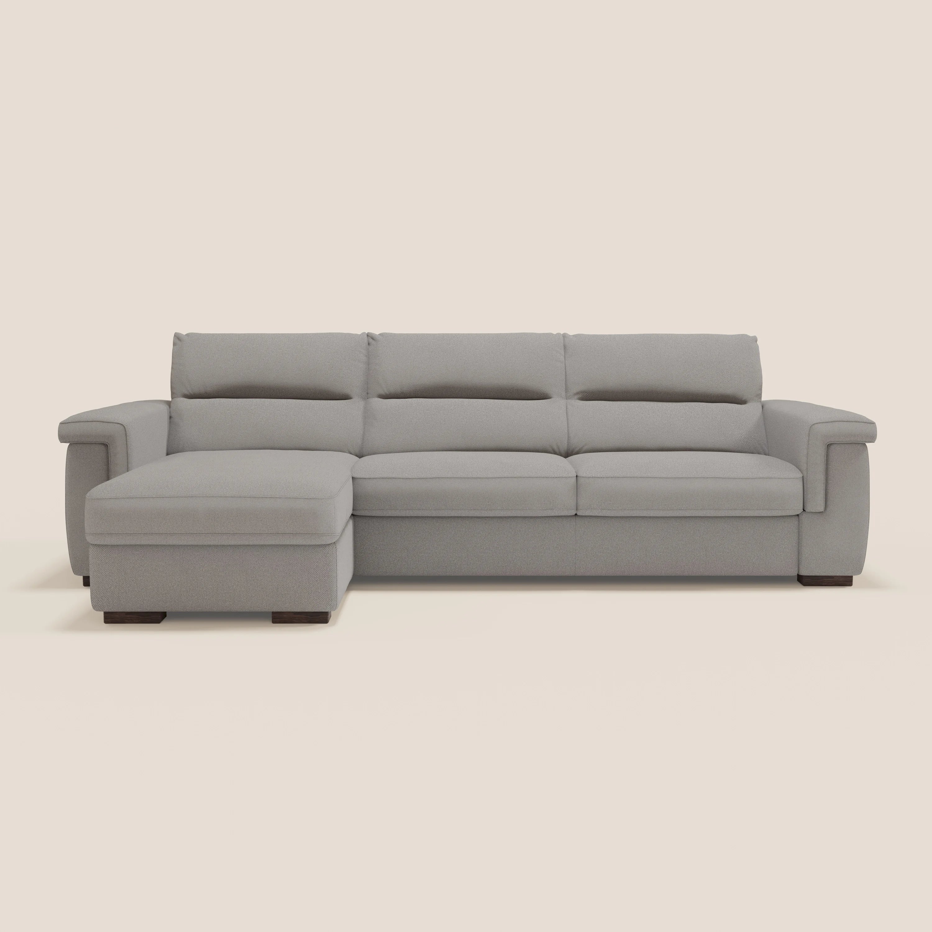 Magnolia divano letto angolare con Penisola Contenitore - Materasso H18 cm in tessuto smacchiabile T05 grigio