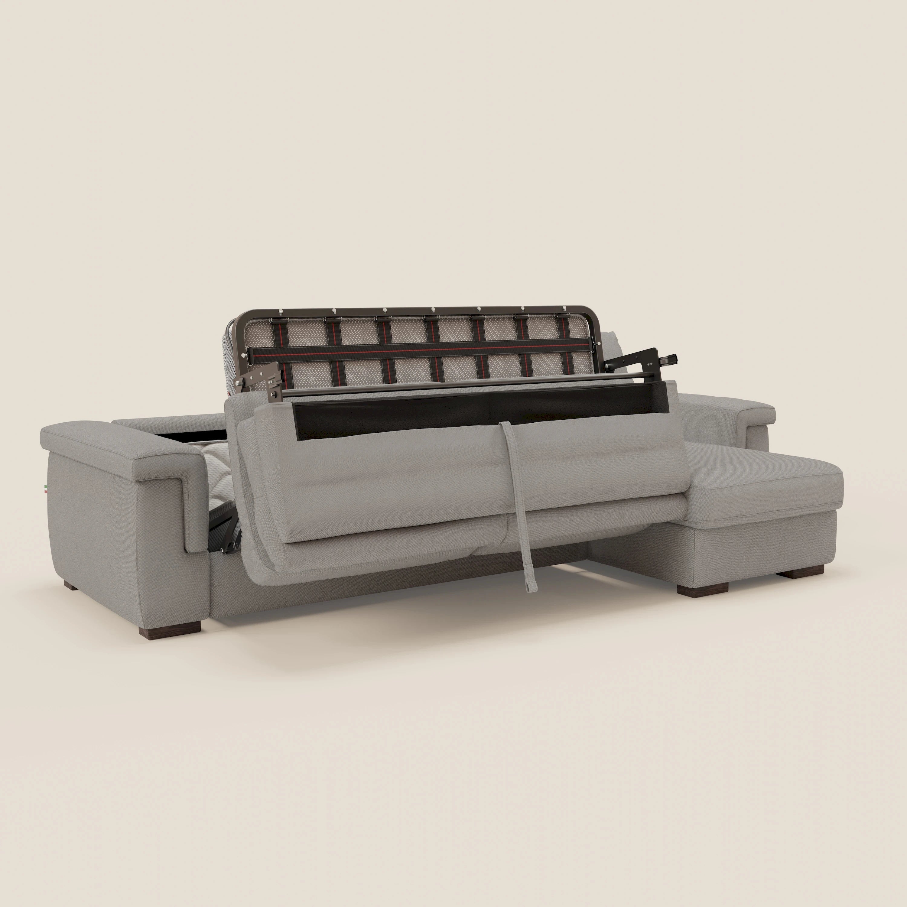 Magnolia divano letto angolare con Penisola Contenitore - Materasso H18 cm in tessuto smacchiabile T05 grigio