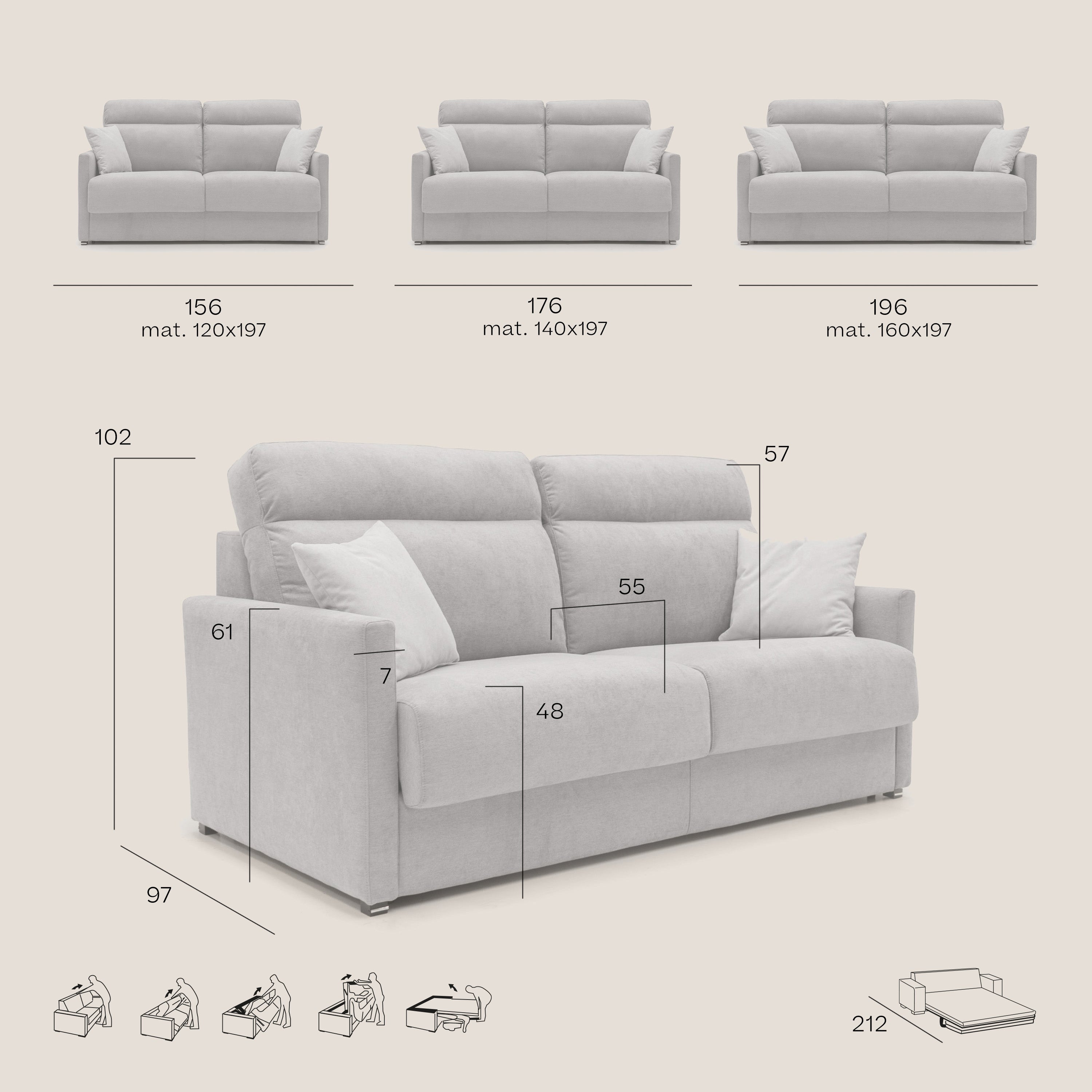 Margot Divano letto matrimoniale con schienale morbido alto in tessuto T02 rosa - divani.store