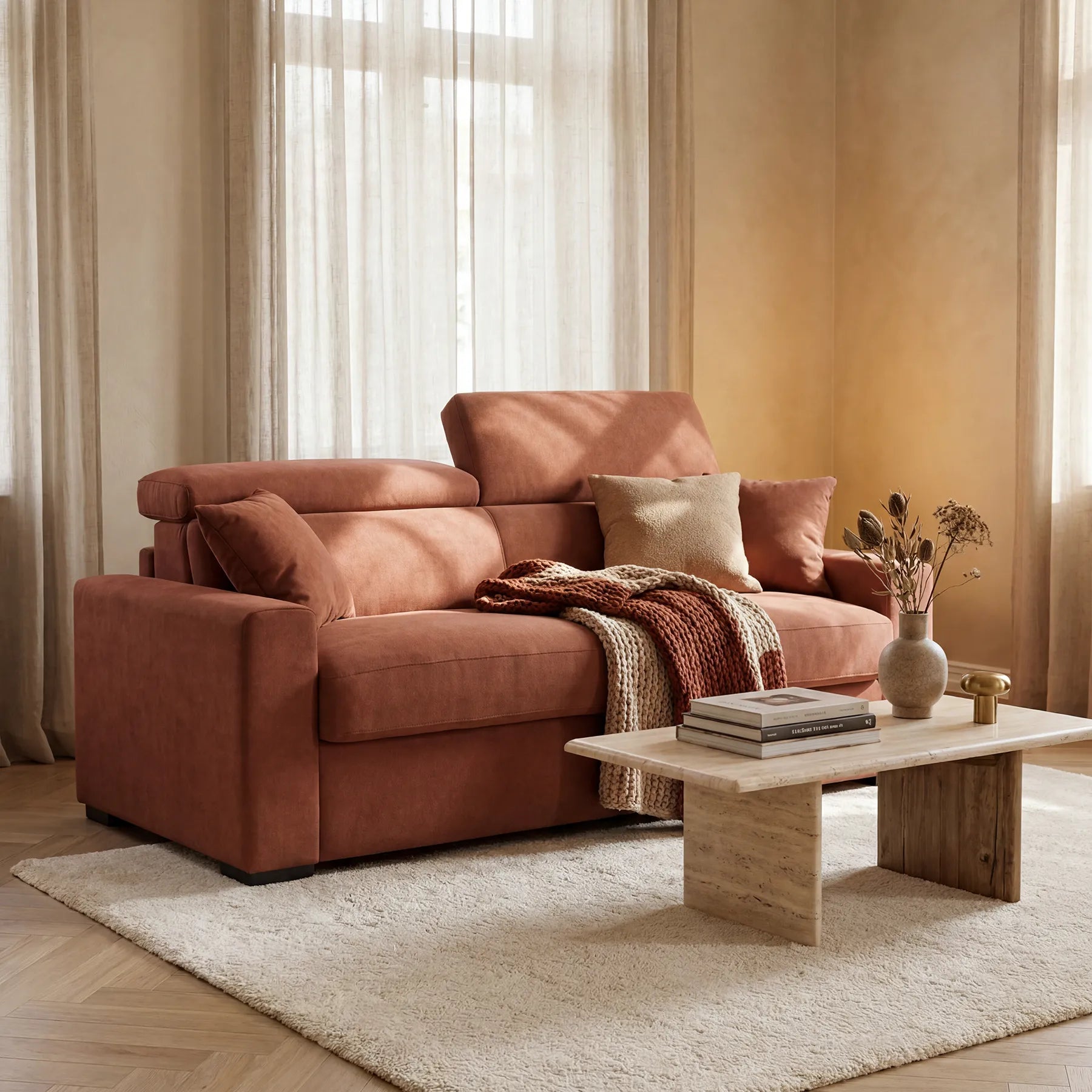 Maximus Divano letto 3 posti e materasso ALTO 20 cm - Poggiatesta reclinabili in tessuto smacchiabile Oeko-Tex
