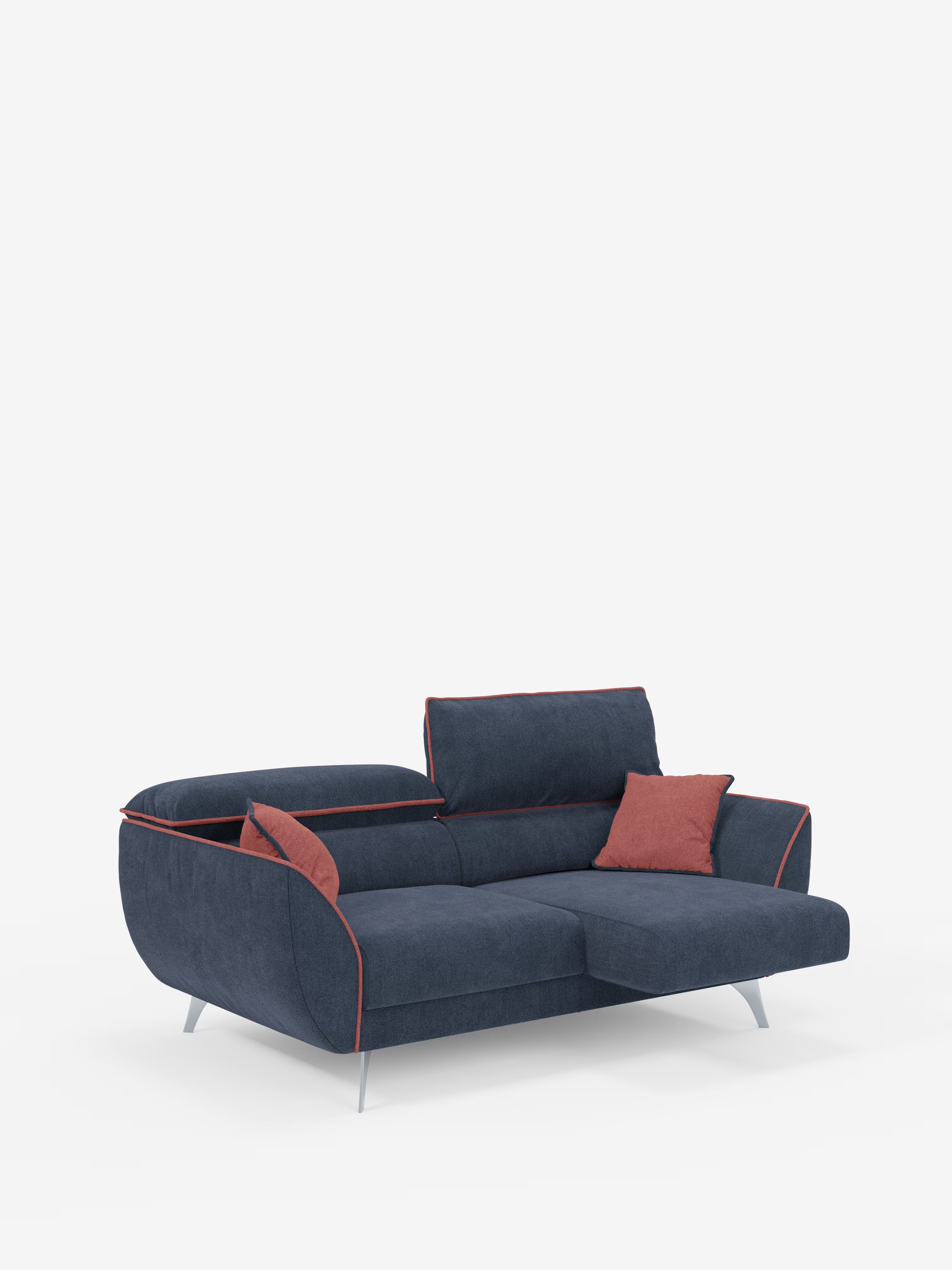 Michelangelo Sofa mit 2 und 3 ausziehbaren Sitzen und verstellbaren Kopfstützen aus abwaschbarem Stoff T23 