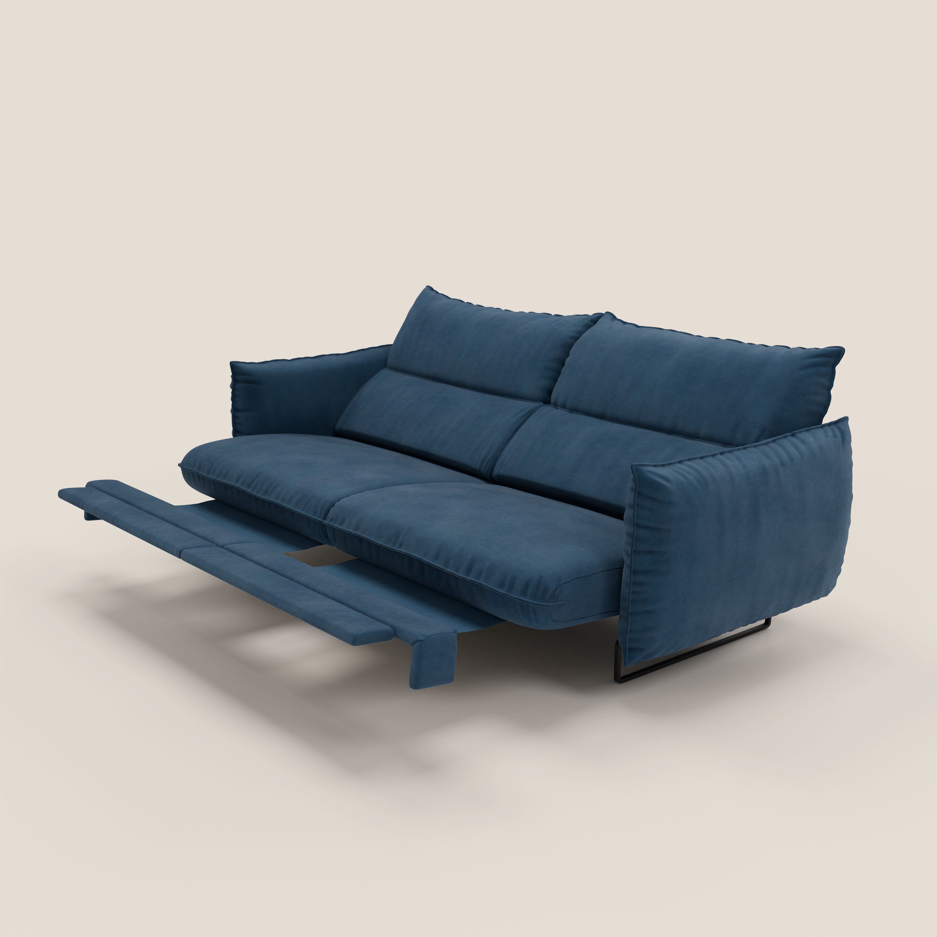 Monamour Divano dal design moderno con opzione relax elettrico in microfibra smacchiabile impermeabile T11 blu - divani.store